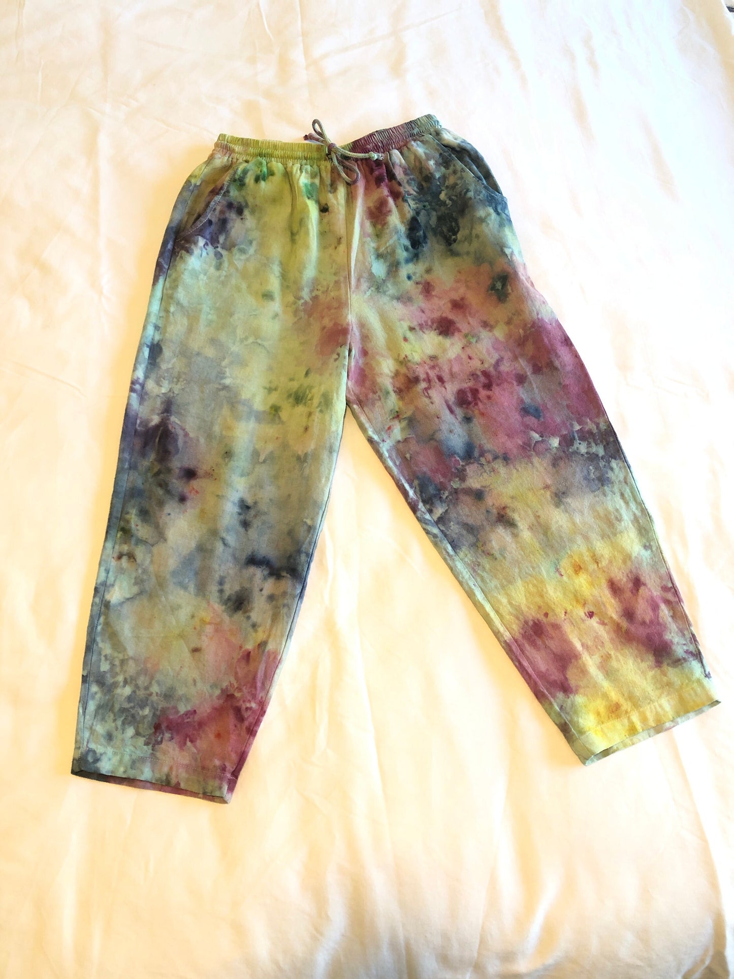 Women’s ice dyed high-rise drawstring waist ankle length pants