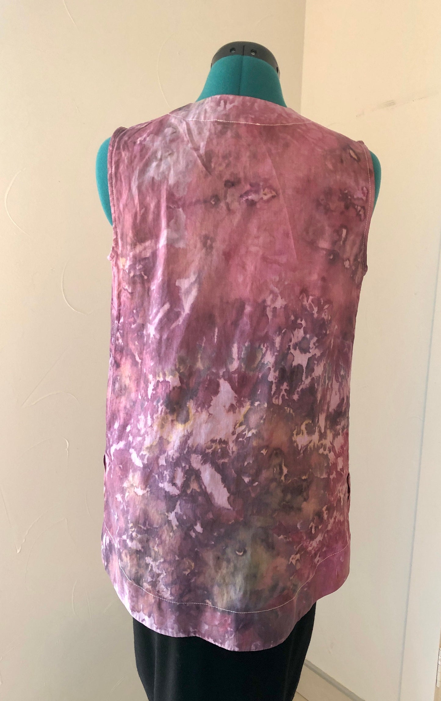 Wine ice dyed v-neck linen tank top- Small