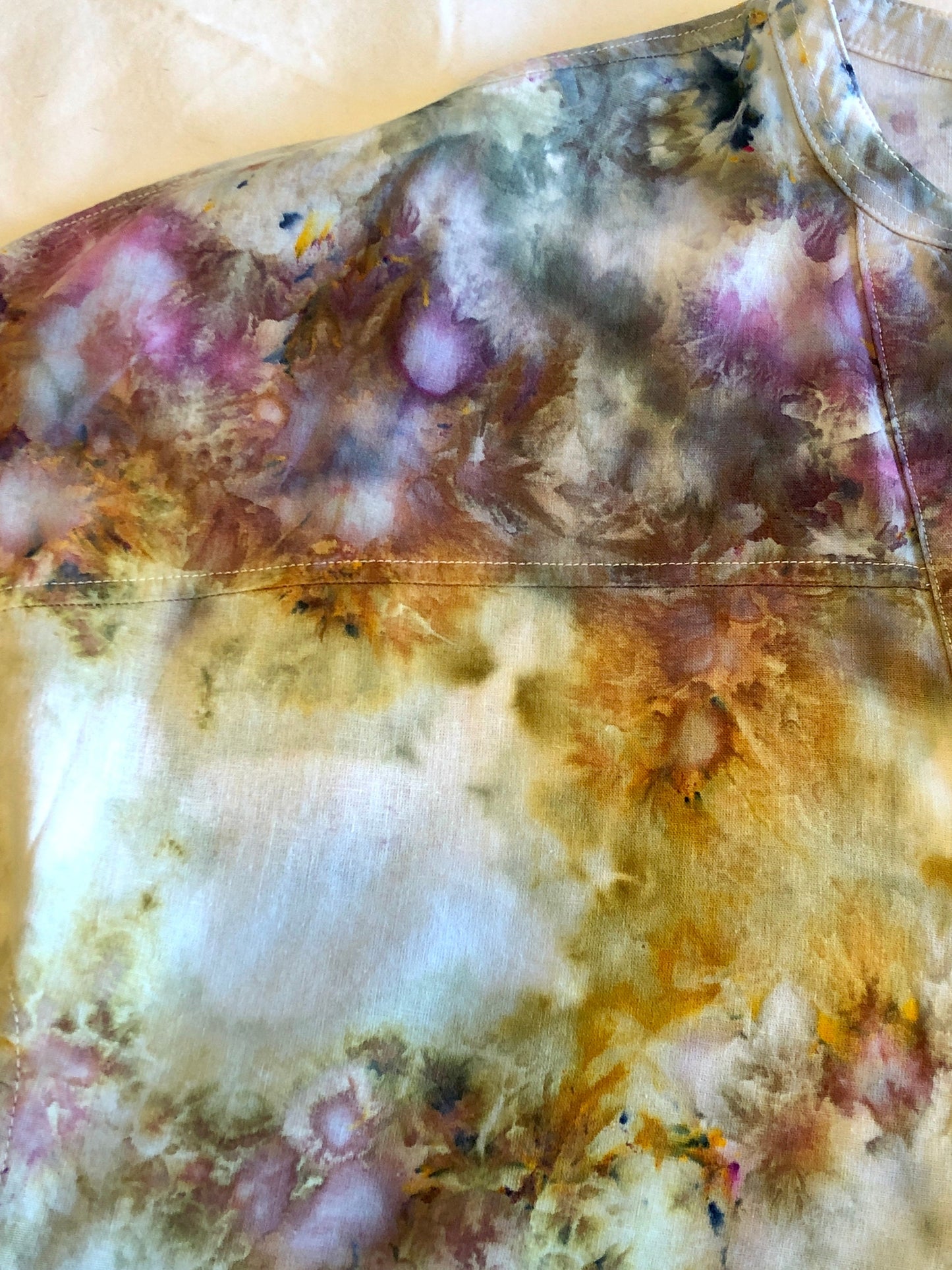 ice dyed linen blend blouse- cosmic