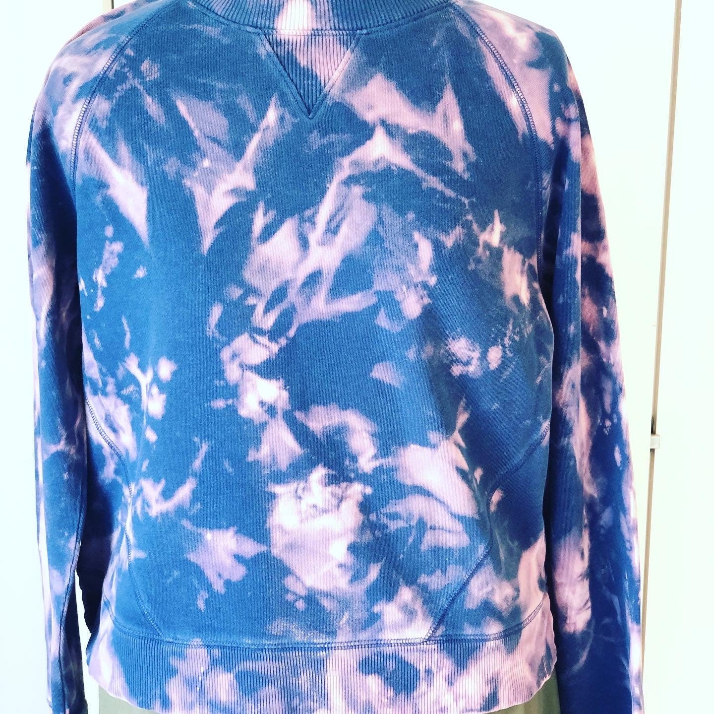 Navy and pink reverse tie dyed sweatshirt