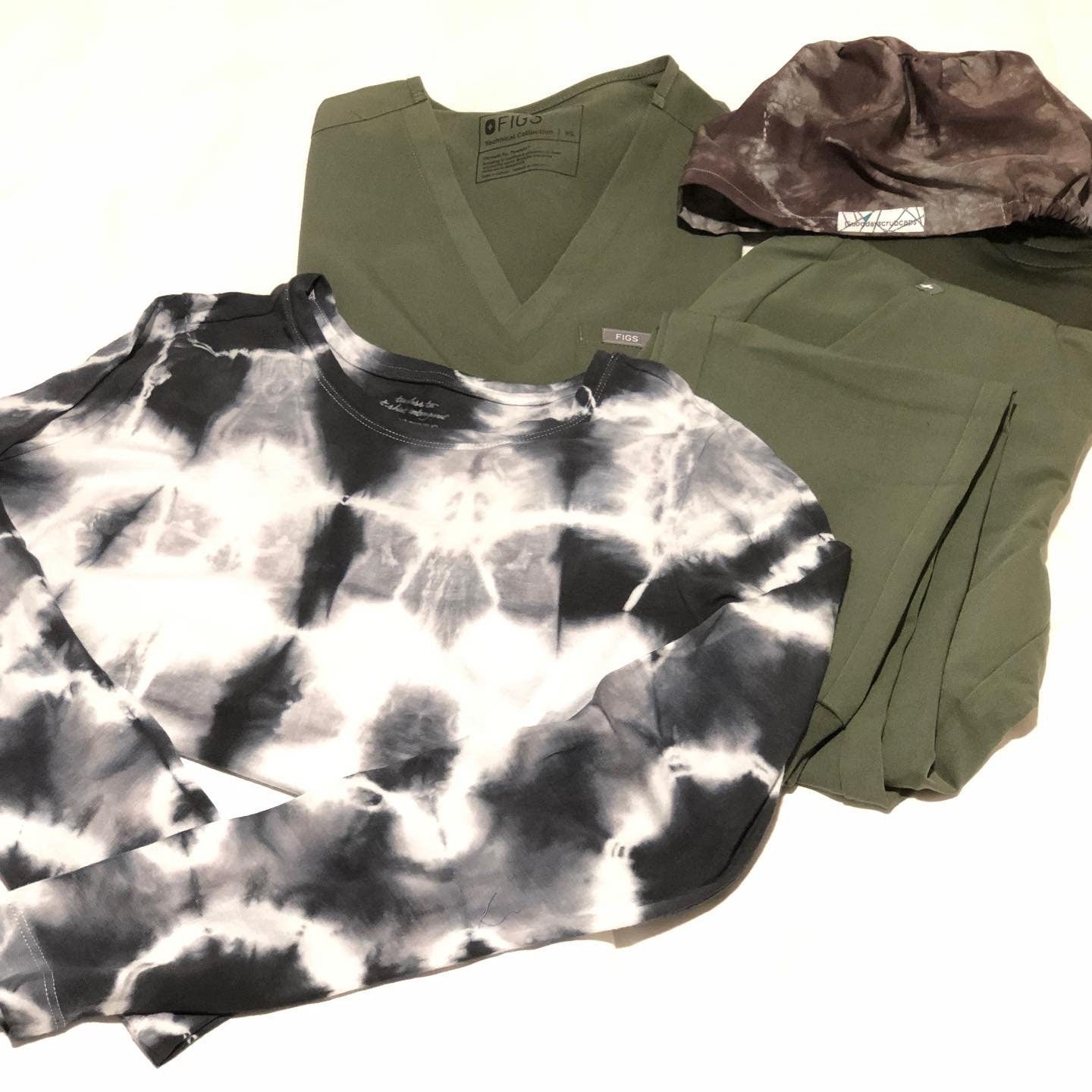 Shibori hand dyed long sleeve cotton t-shirts