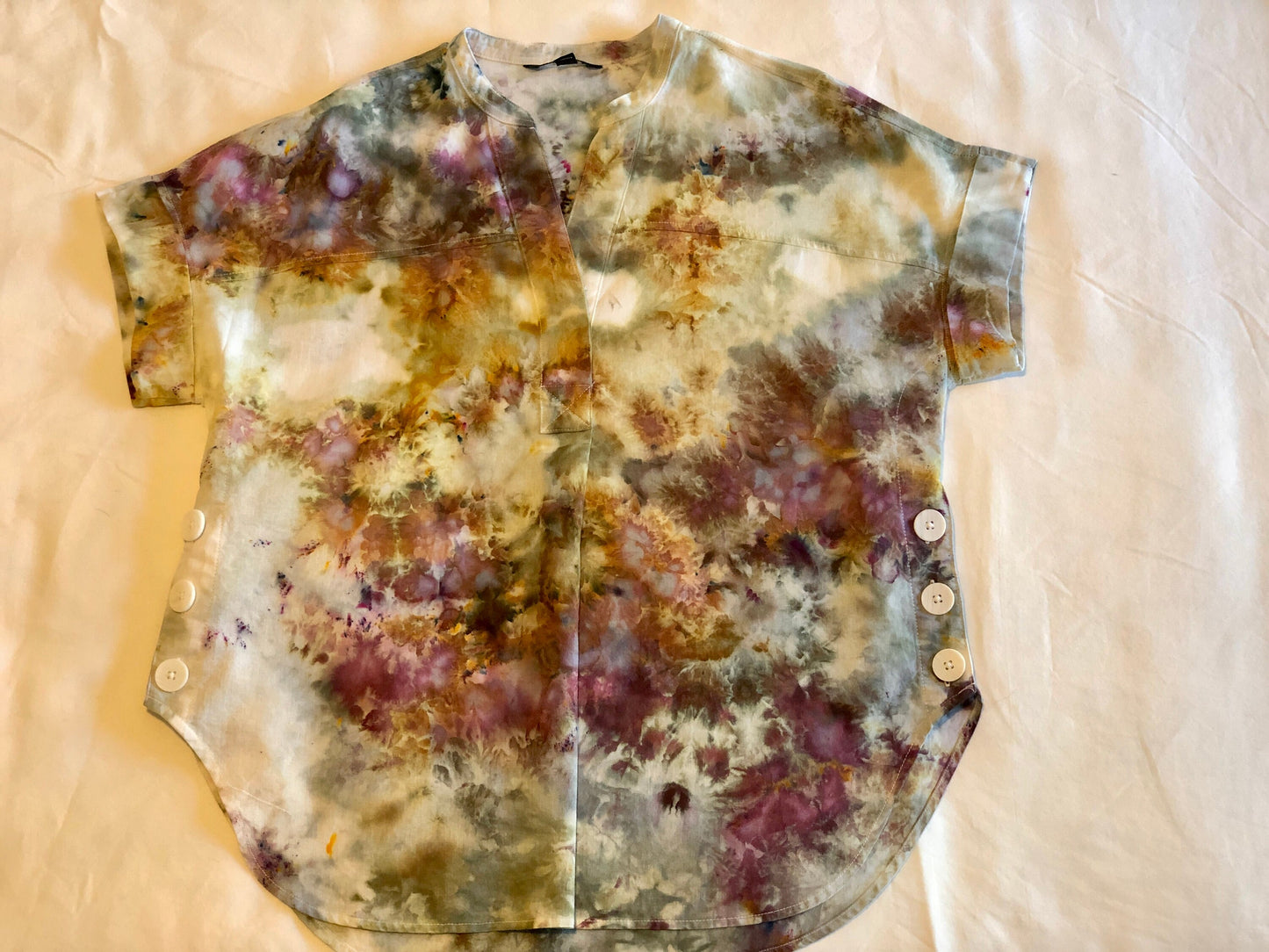 ice dyed linen blend blouse- cosmic