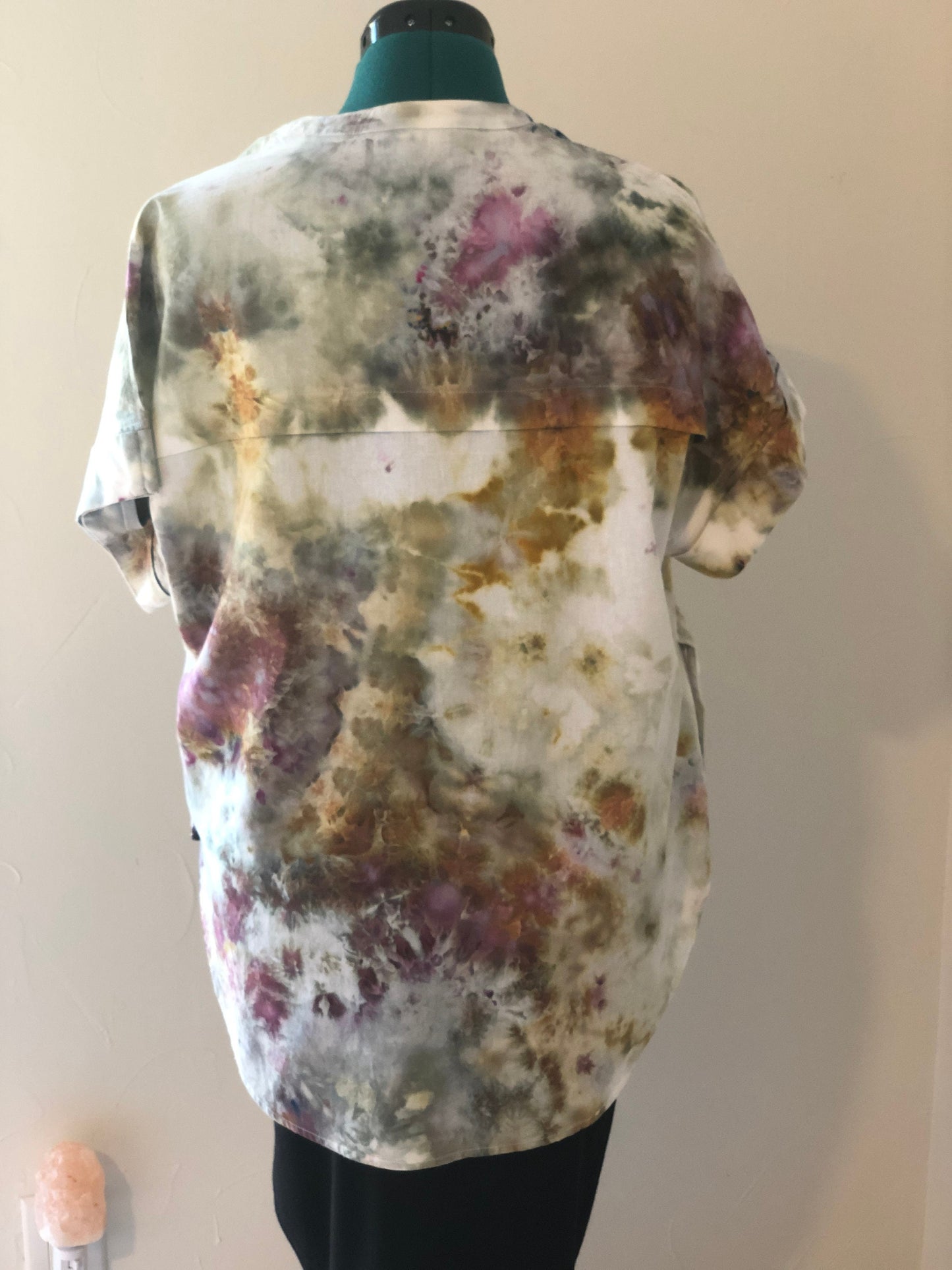 ice dyed linen blend blouse- cosmic