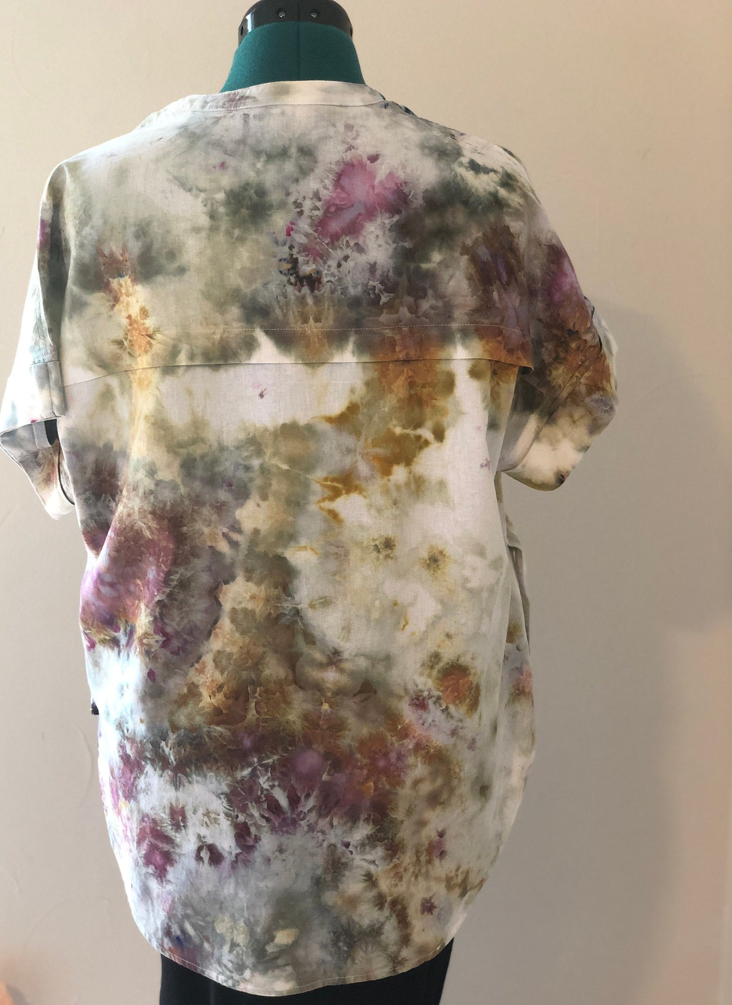 ice dyed linen blend blouse- cosmic