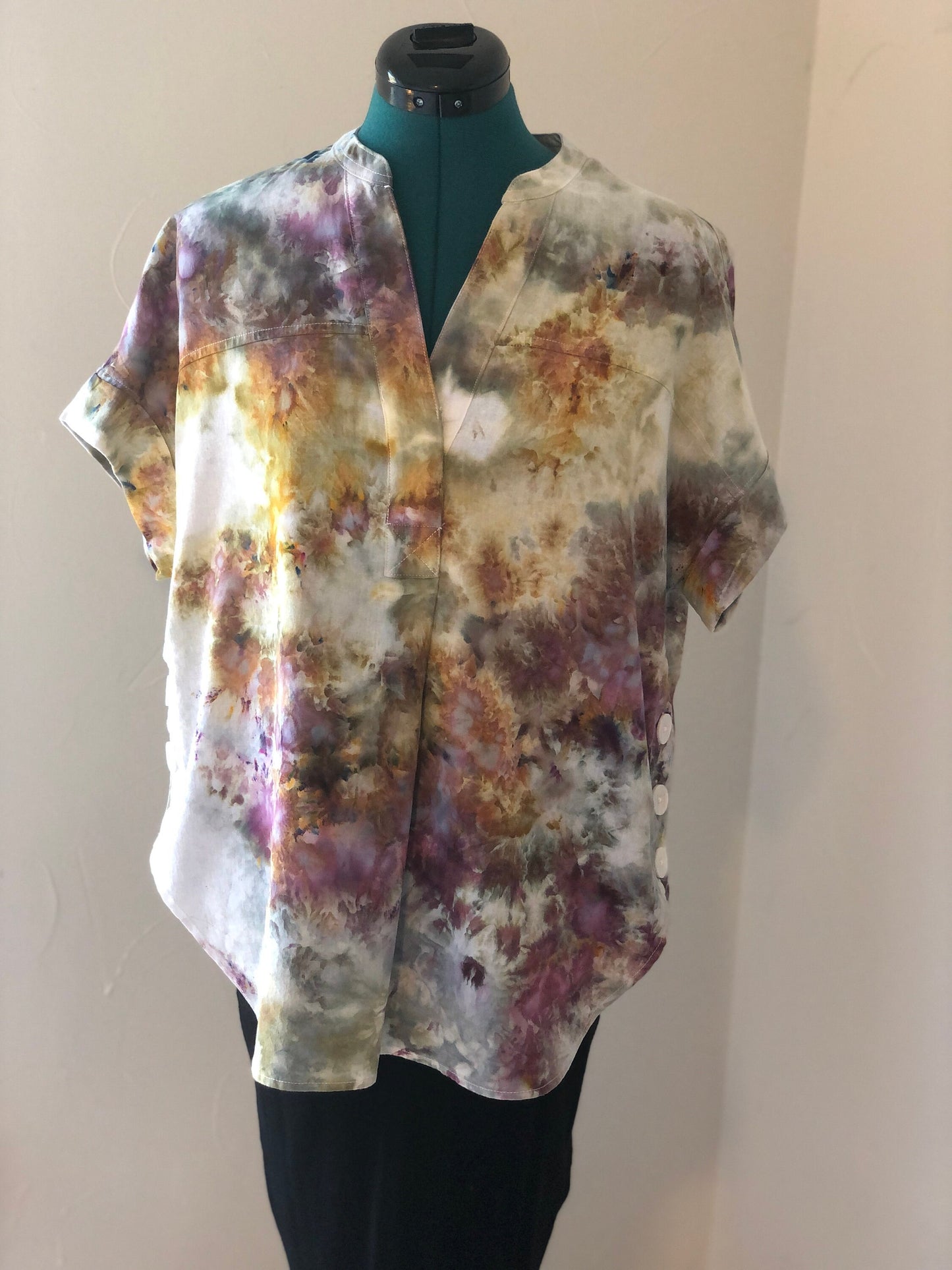 ice dyed linen blend blouse- cosmic