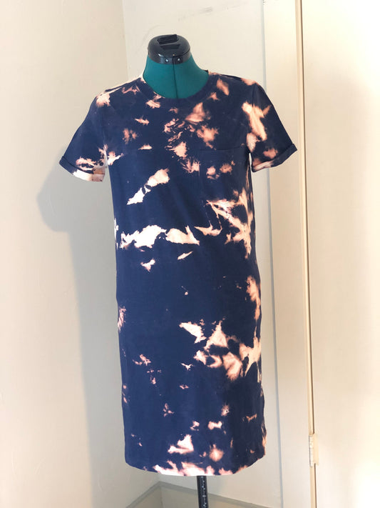 Navy and pink Reverse tie dye t shirt dress