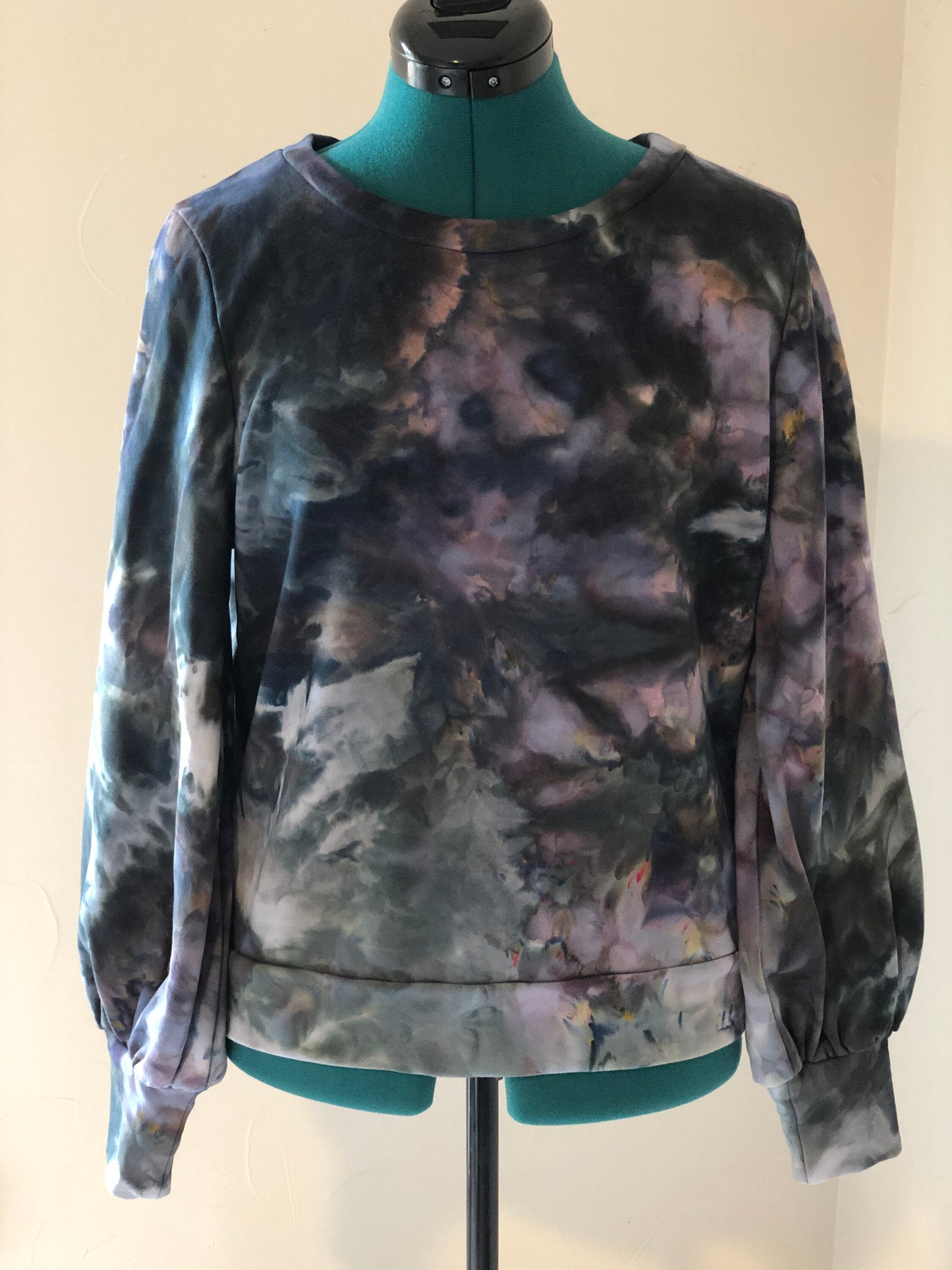 ice dyed sweatshirt bell sleeve- astral