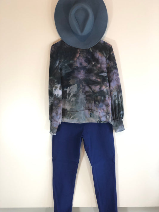 ice dyed sweatshirt bell sleeve- astral