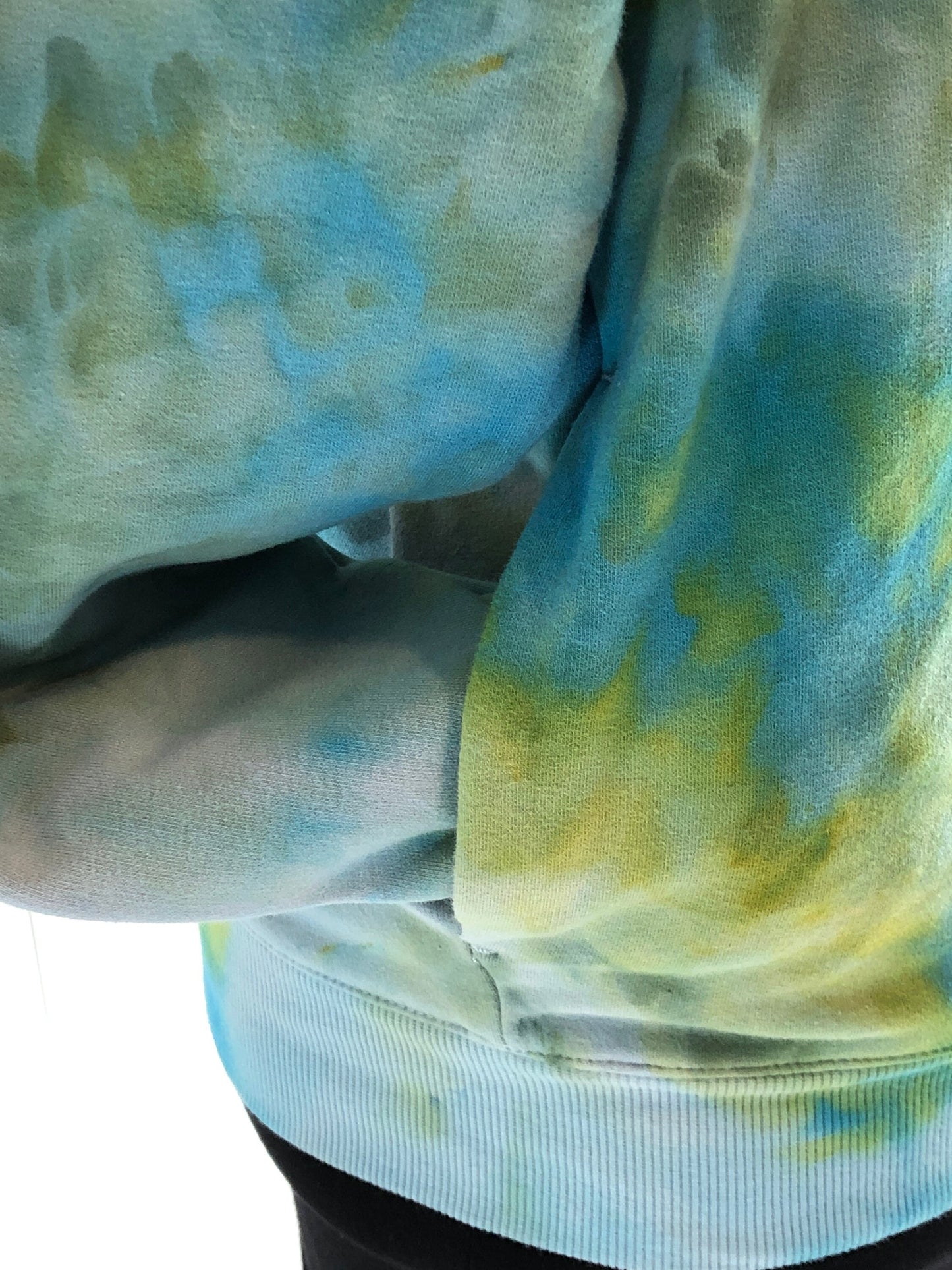 tie dyed sweatshirt with pockets aqua/yellow