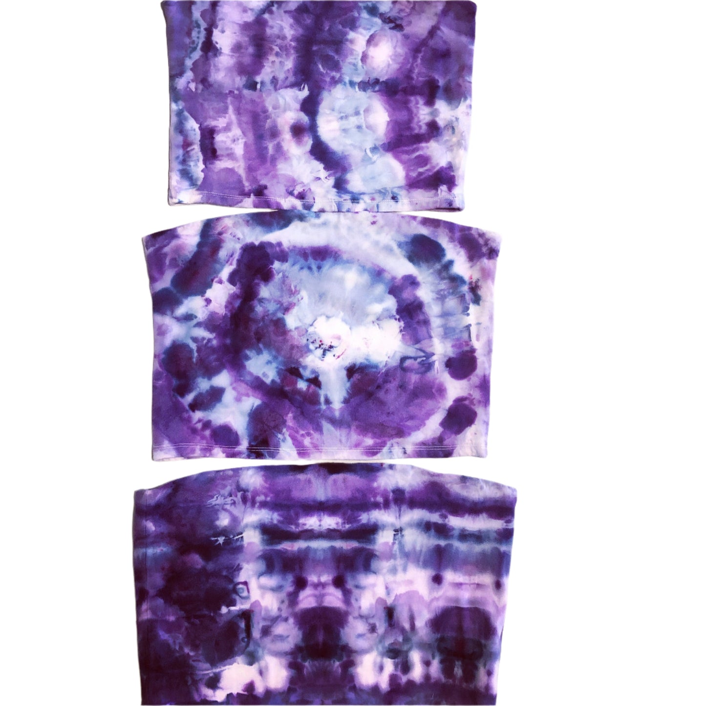 Purple tie dyed tube top