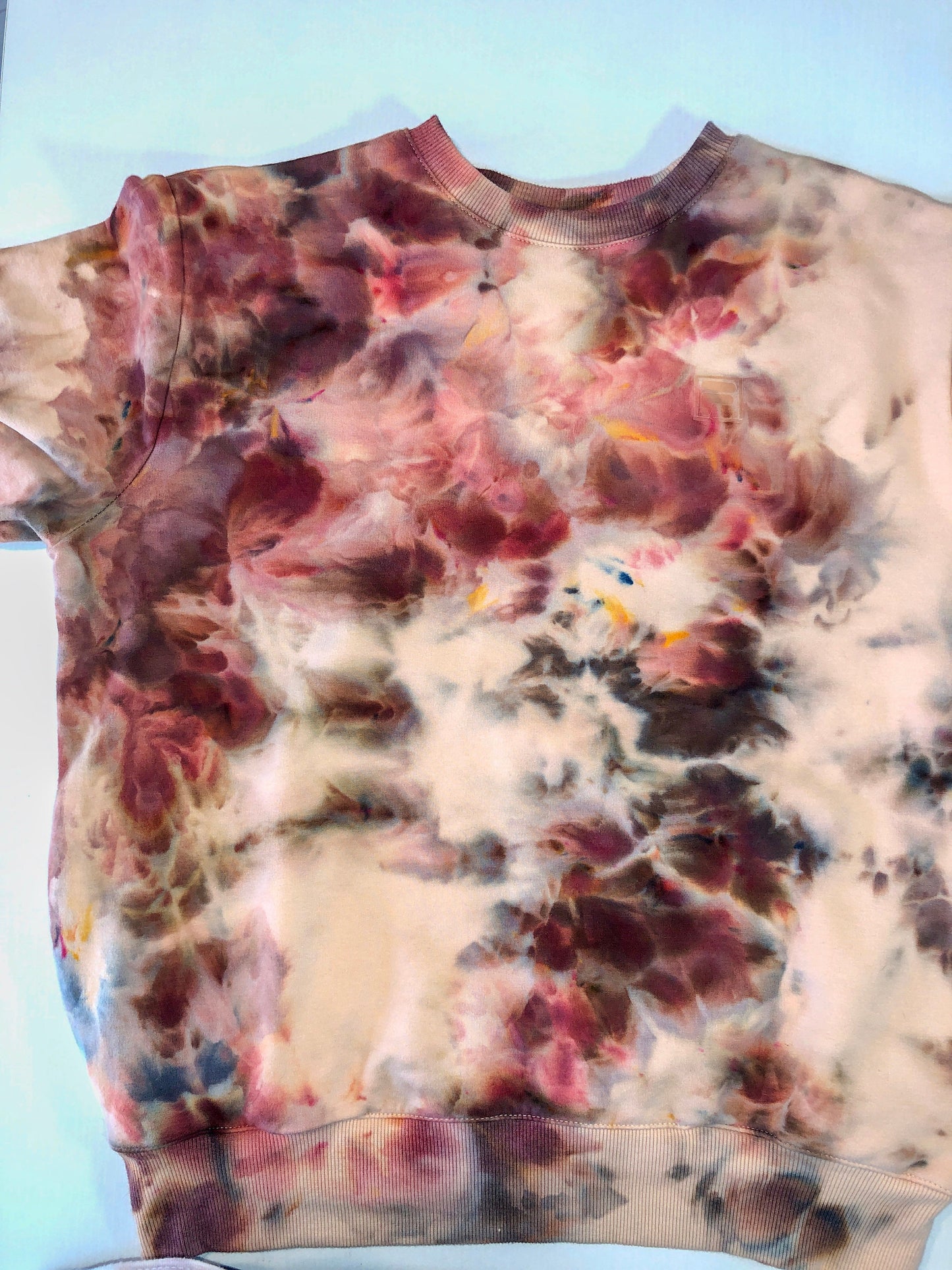 Tie dyed sweatshirt with pockets- warm sherbert