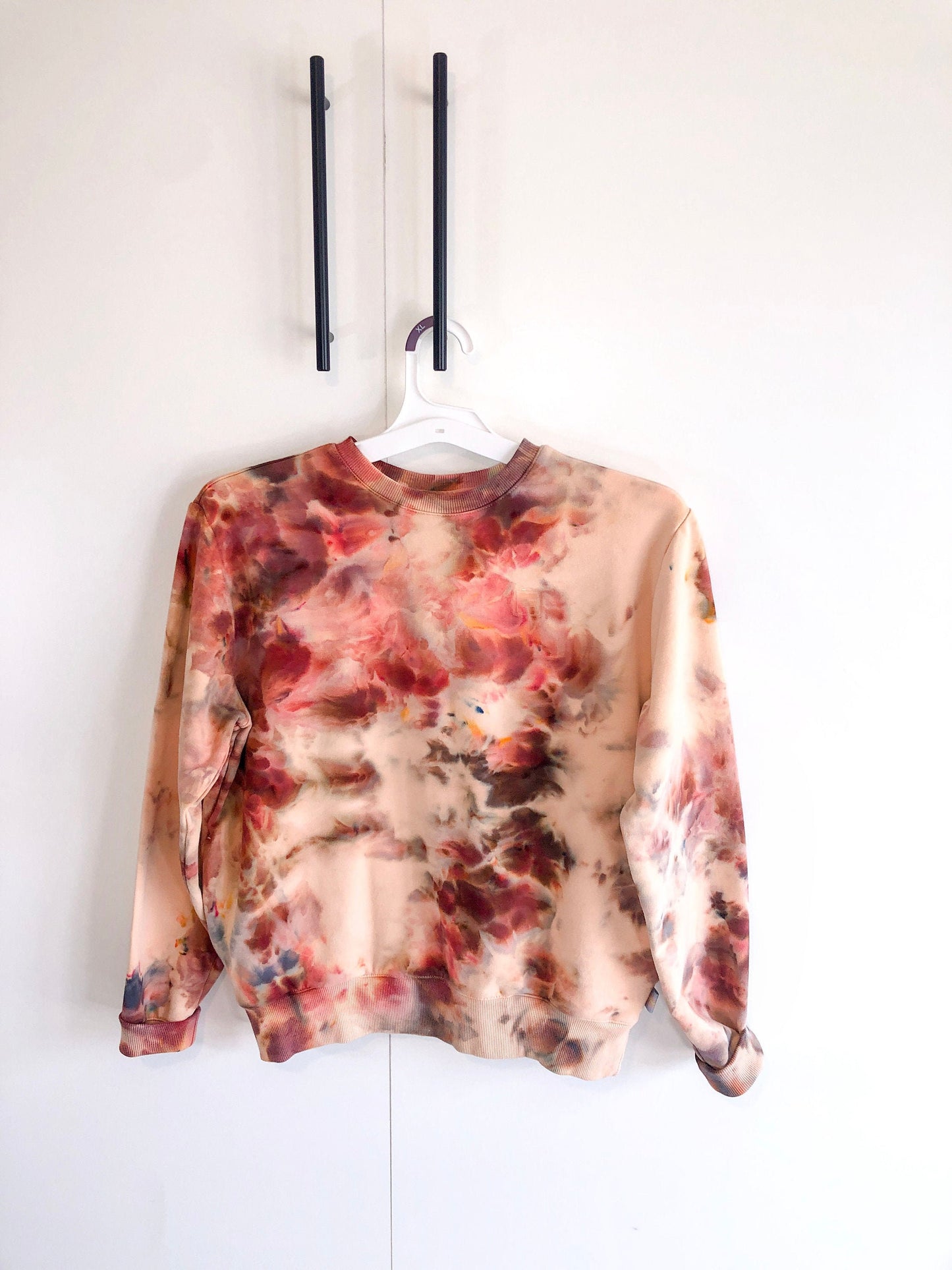 Tie dyed sweatshirt with pockets- warm sherbert