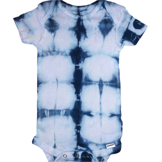 Organic indigo shibori tie dye onesies/ t- shirts- all sizes