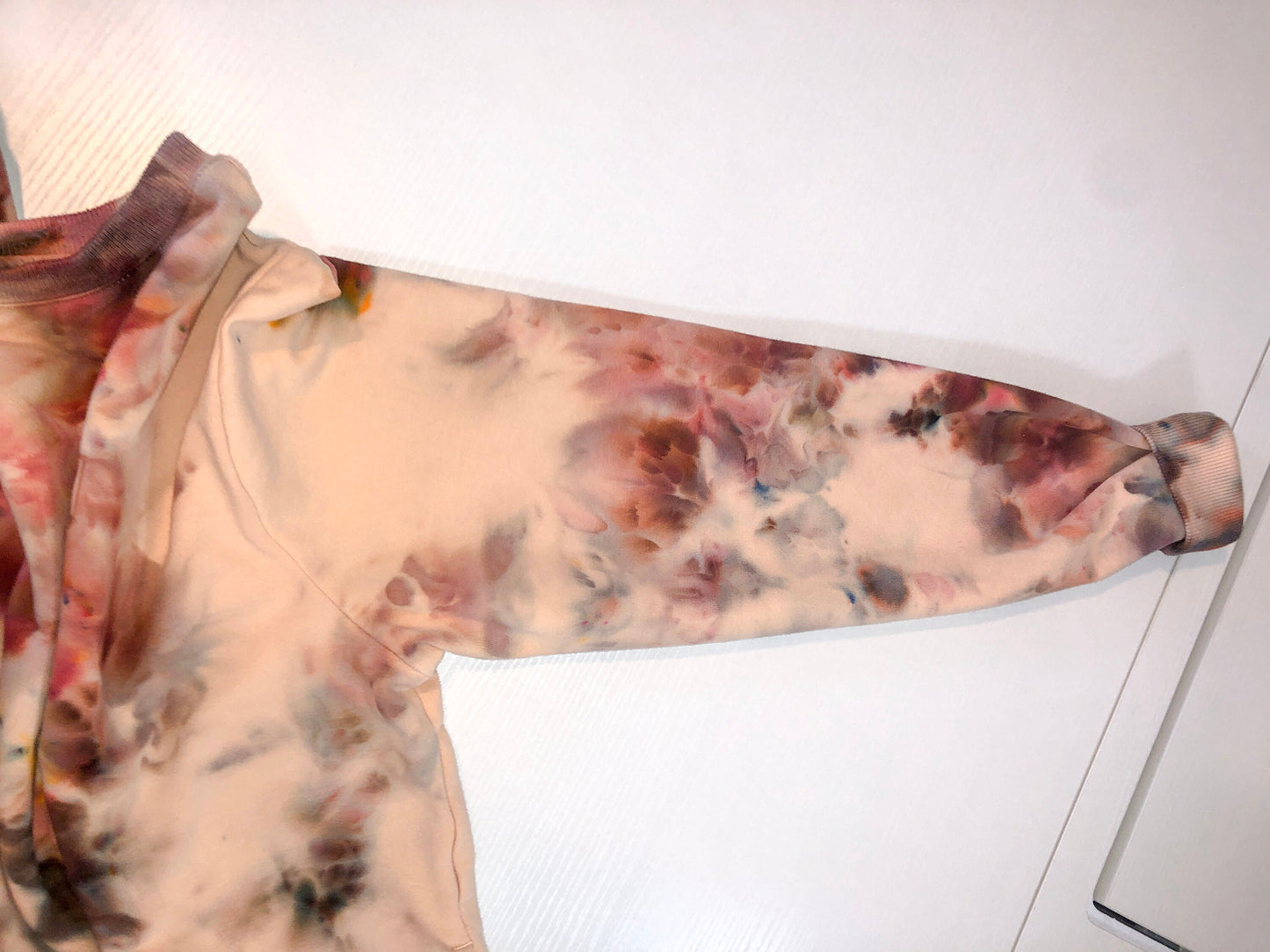 Tie dyed sweatshirt with pockets- warm sherbert