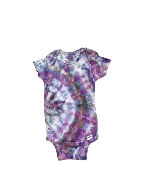 Organic cotton tie dyed onesies and t-shirts- purple geode