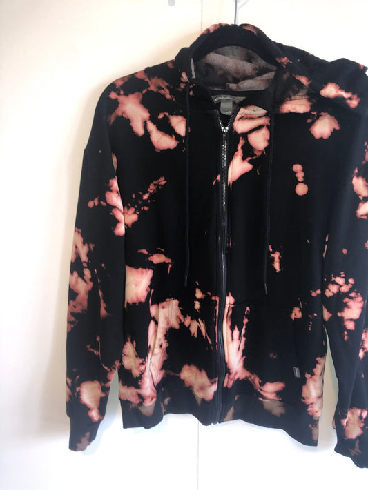 Reverse tie dyed zip up hoodie -UNISEX
