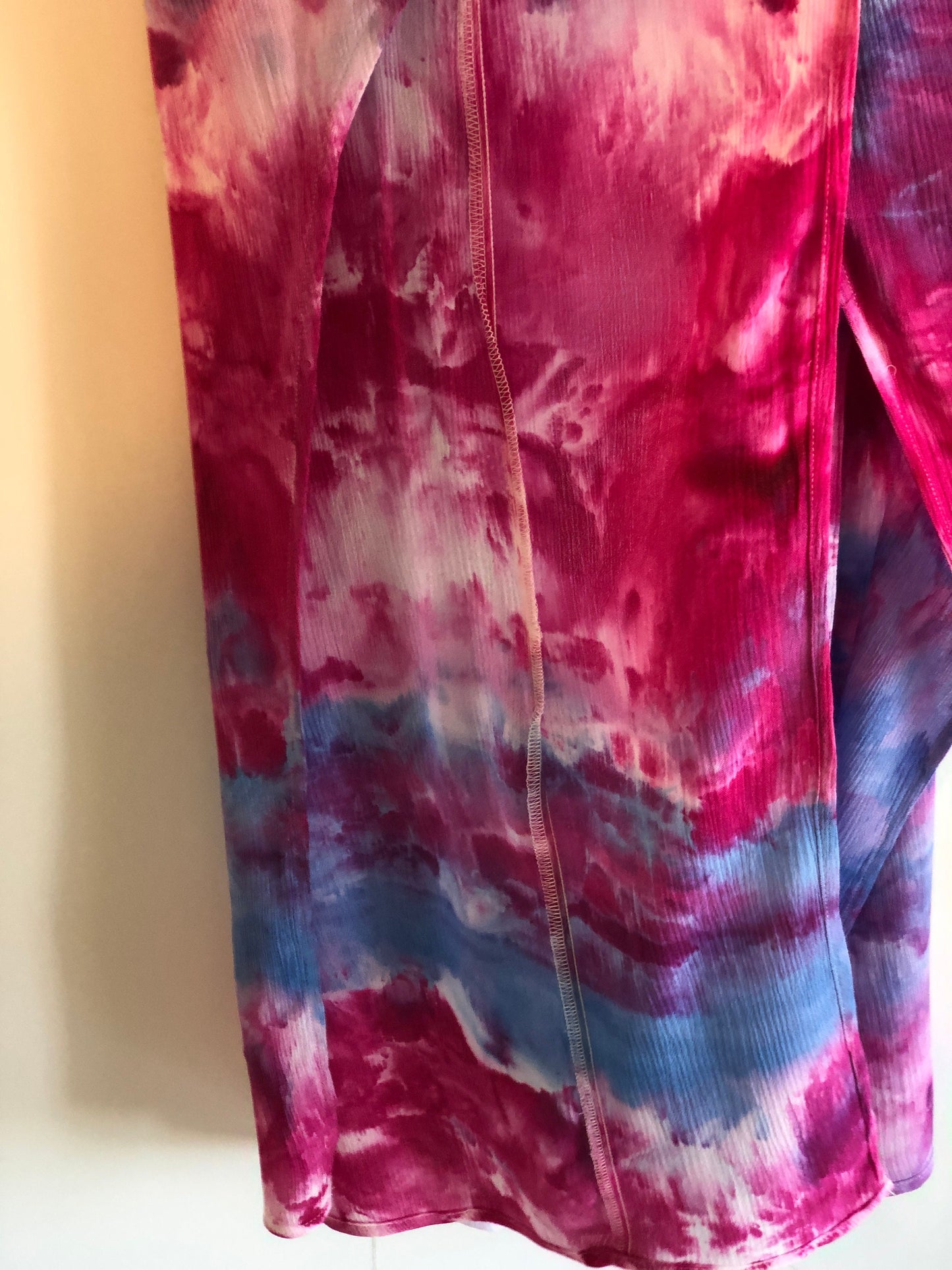 Tie dye beach cover up pants- pink and blue