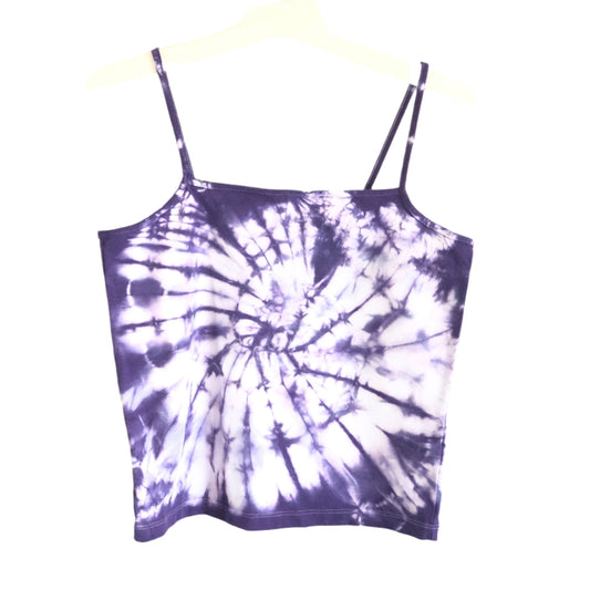 Purple tie dyed spiral tank top