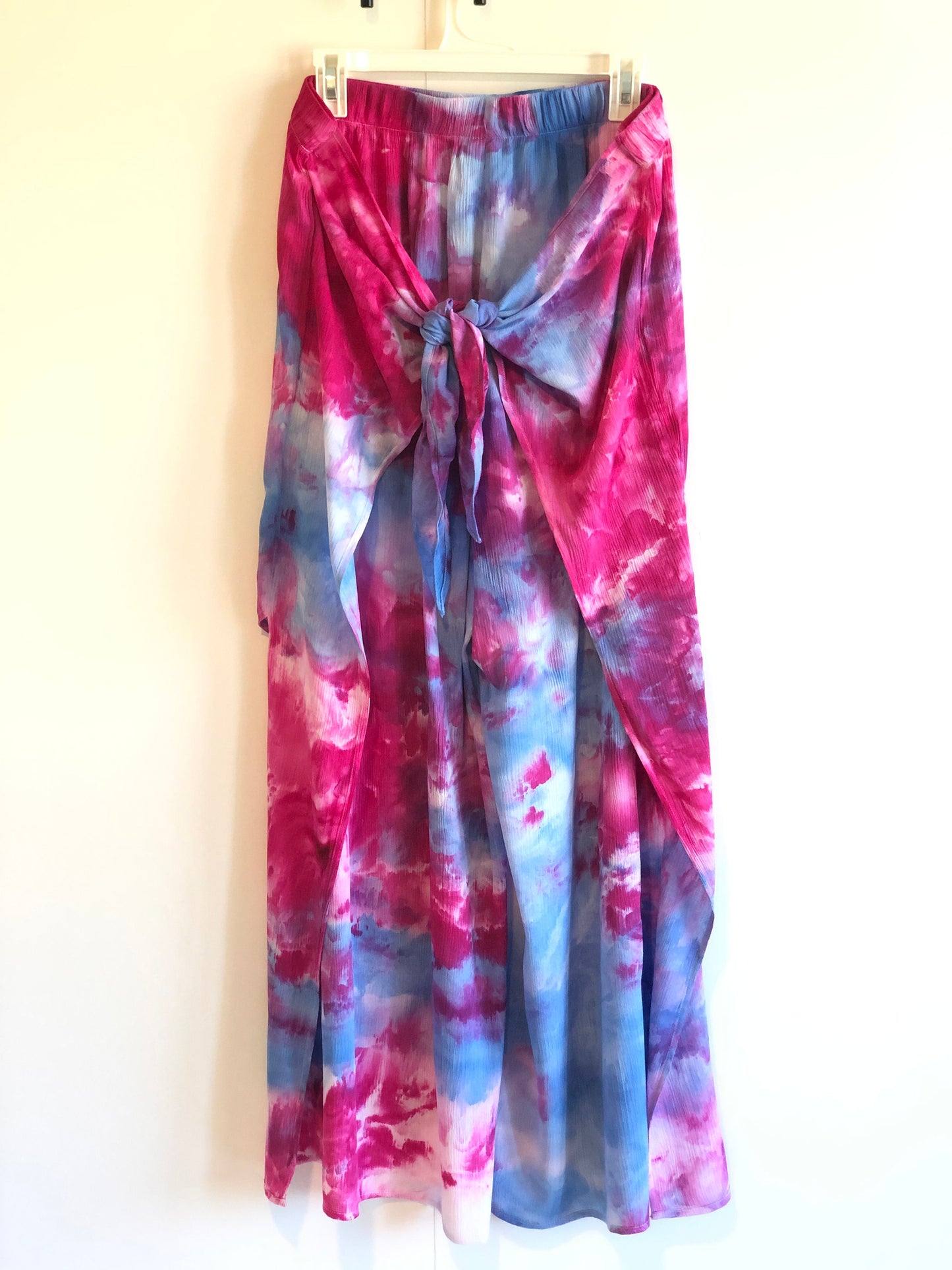 Tie dye beach cover up pants- pink and blue