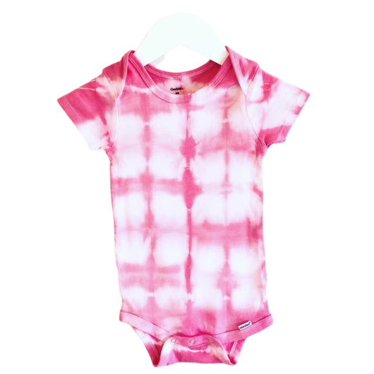 Organic Pink shibori onesies Long/short sleeves