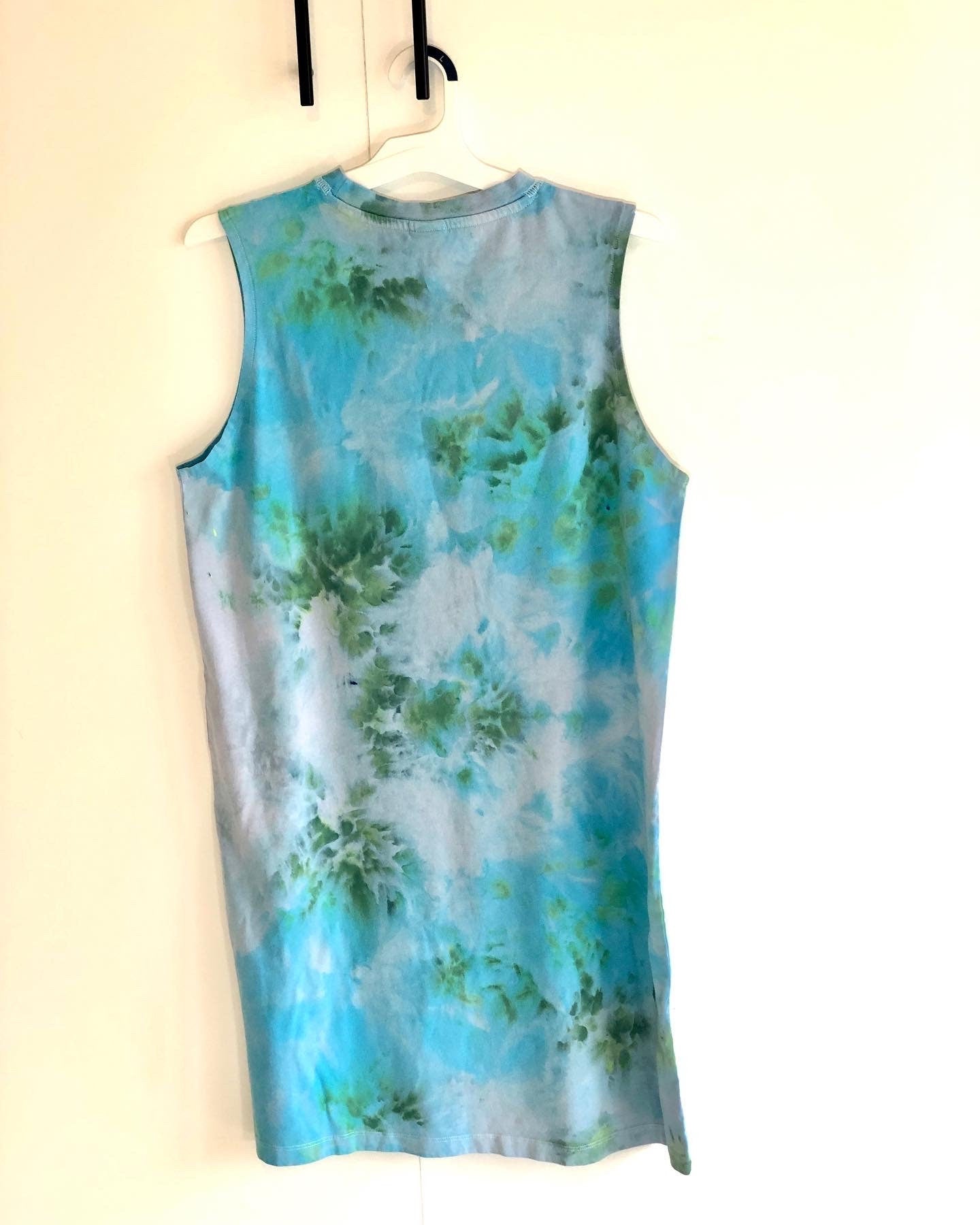 Blue/ green cotton summer dress or cover up- runs large small