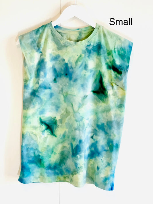 Ice dyed Yellow muscle tank top