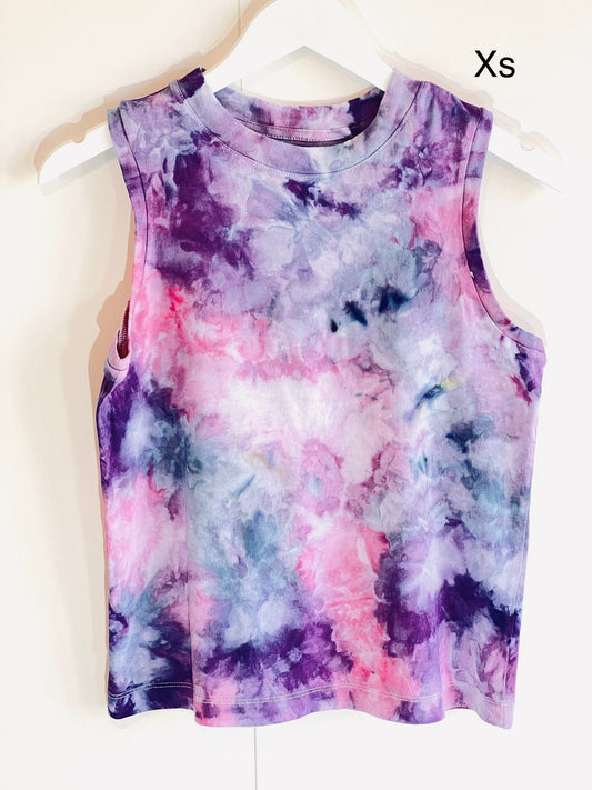 Fuchsia and purple ice dyed tank top