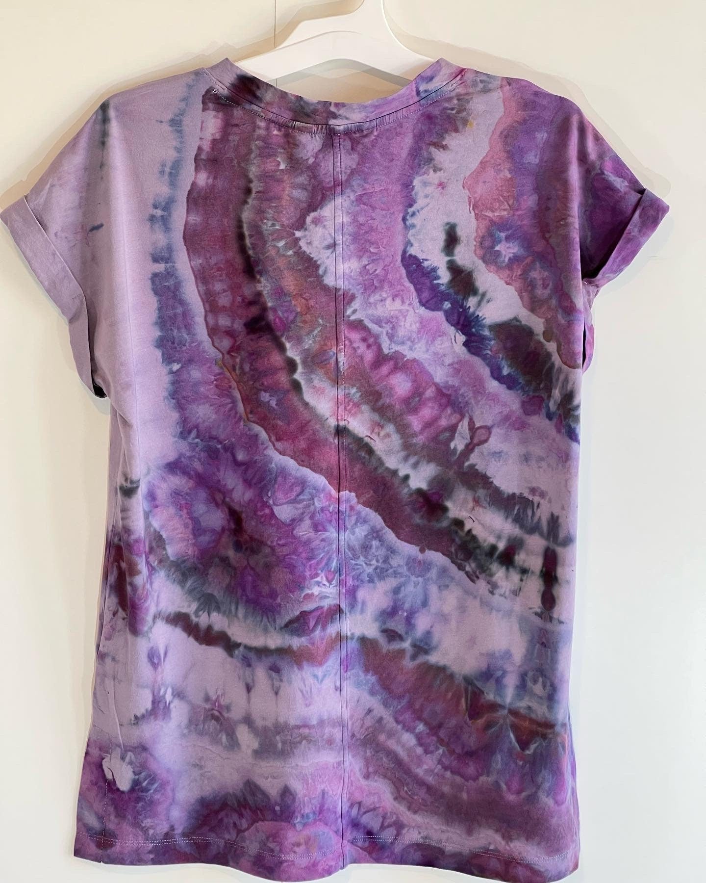 Purple modal ice dyed geode v-neck t shirts