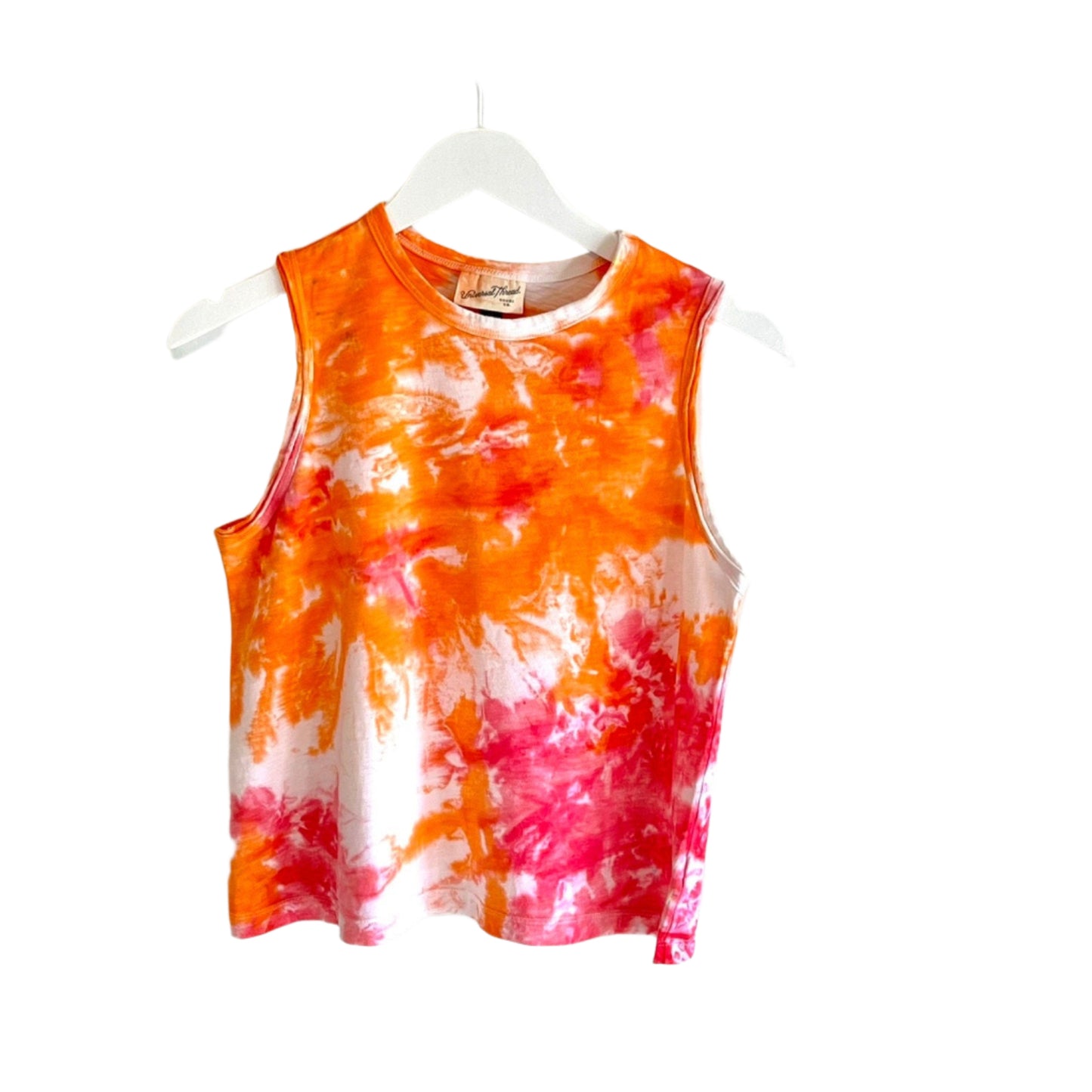 Orange and pink tie dyed tank top- small