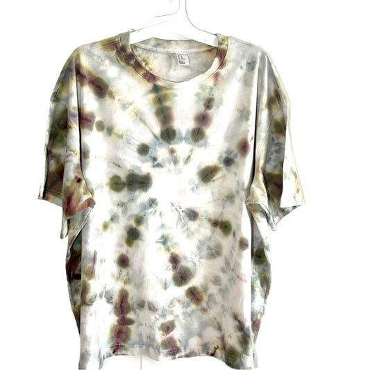 Brown/ green spiral tie dye t-shirt x-large