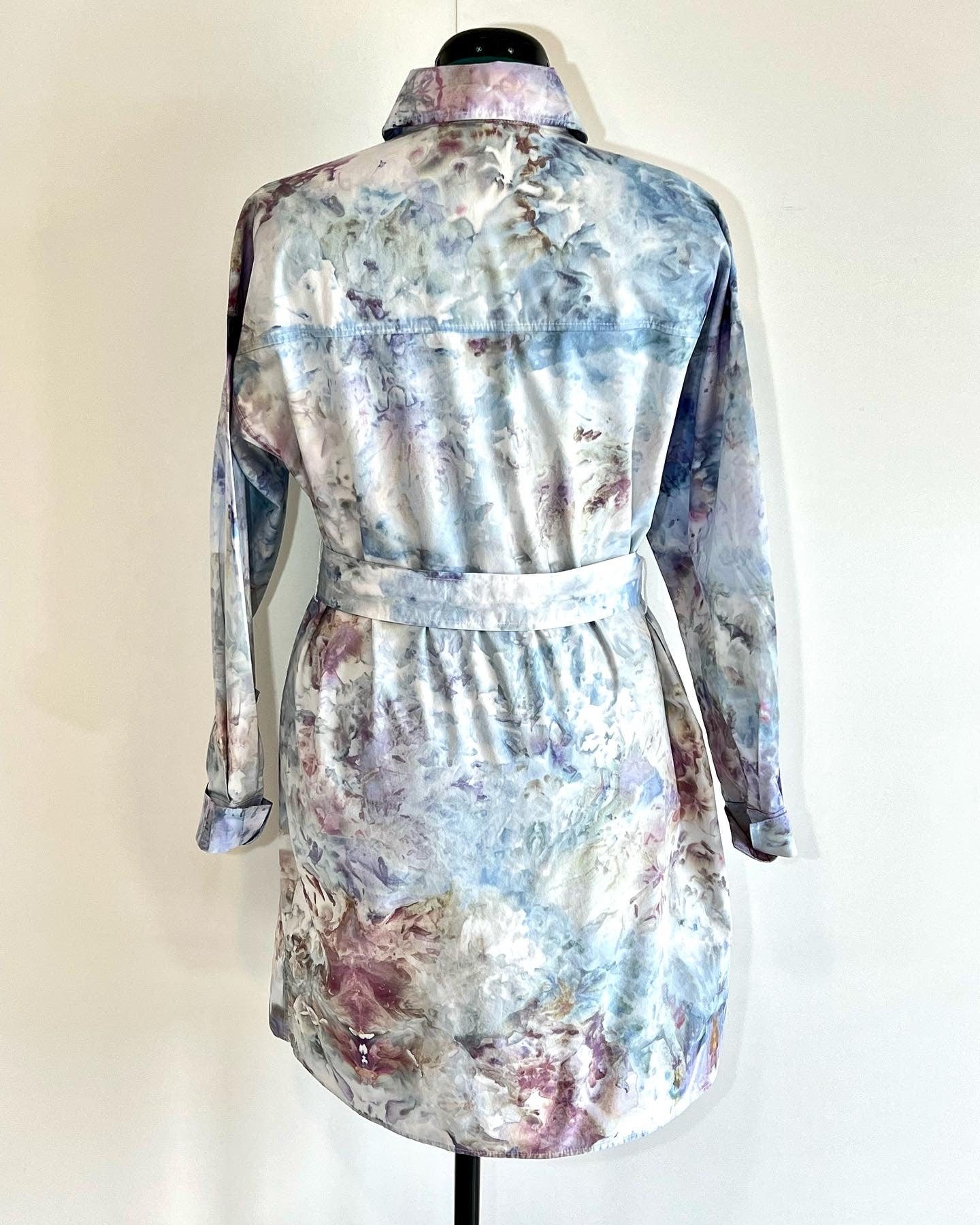 Blue and purple ice dyed summer shirt dress