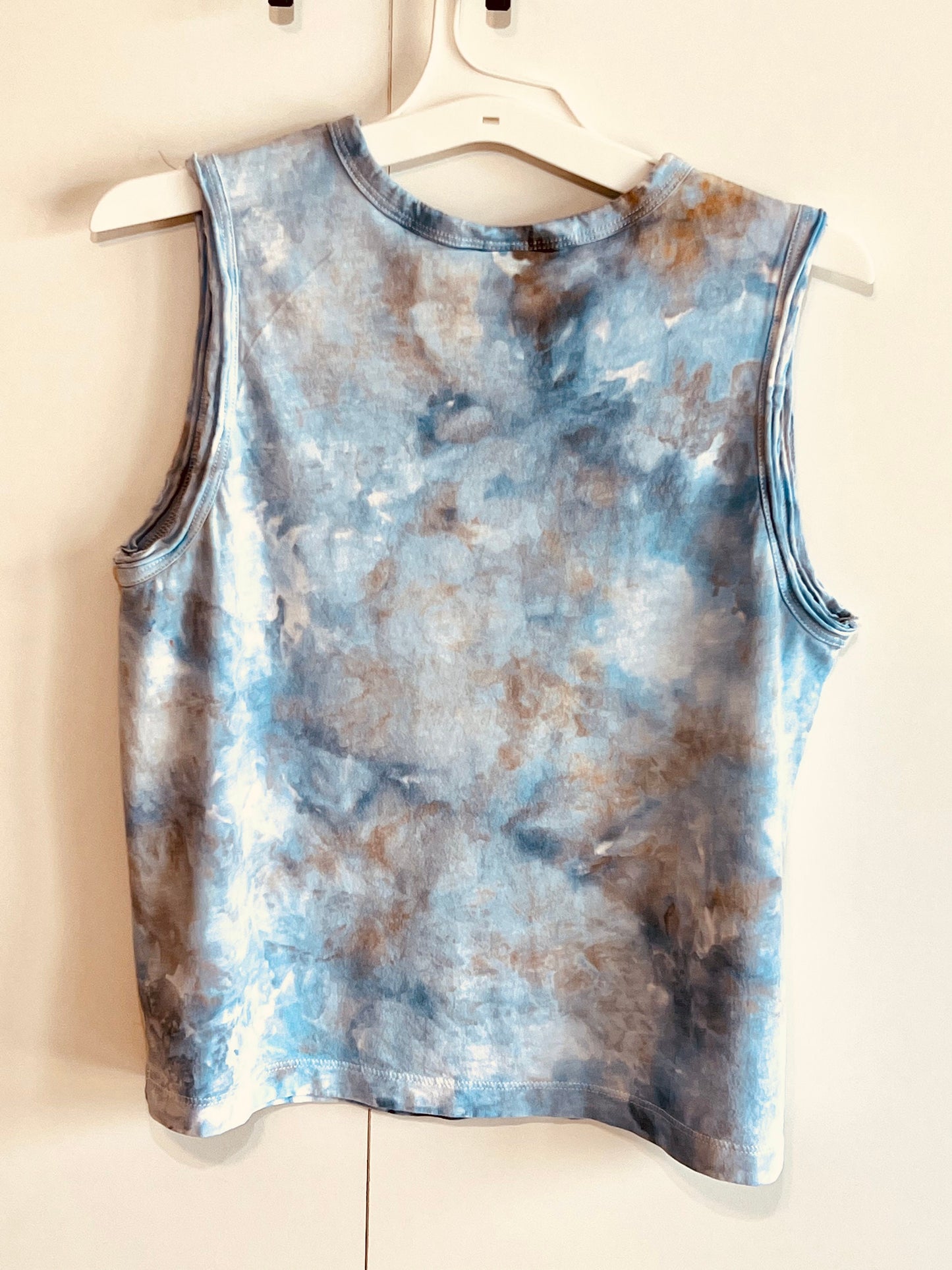 Blue/beige ice dyed tank top- x/small