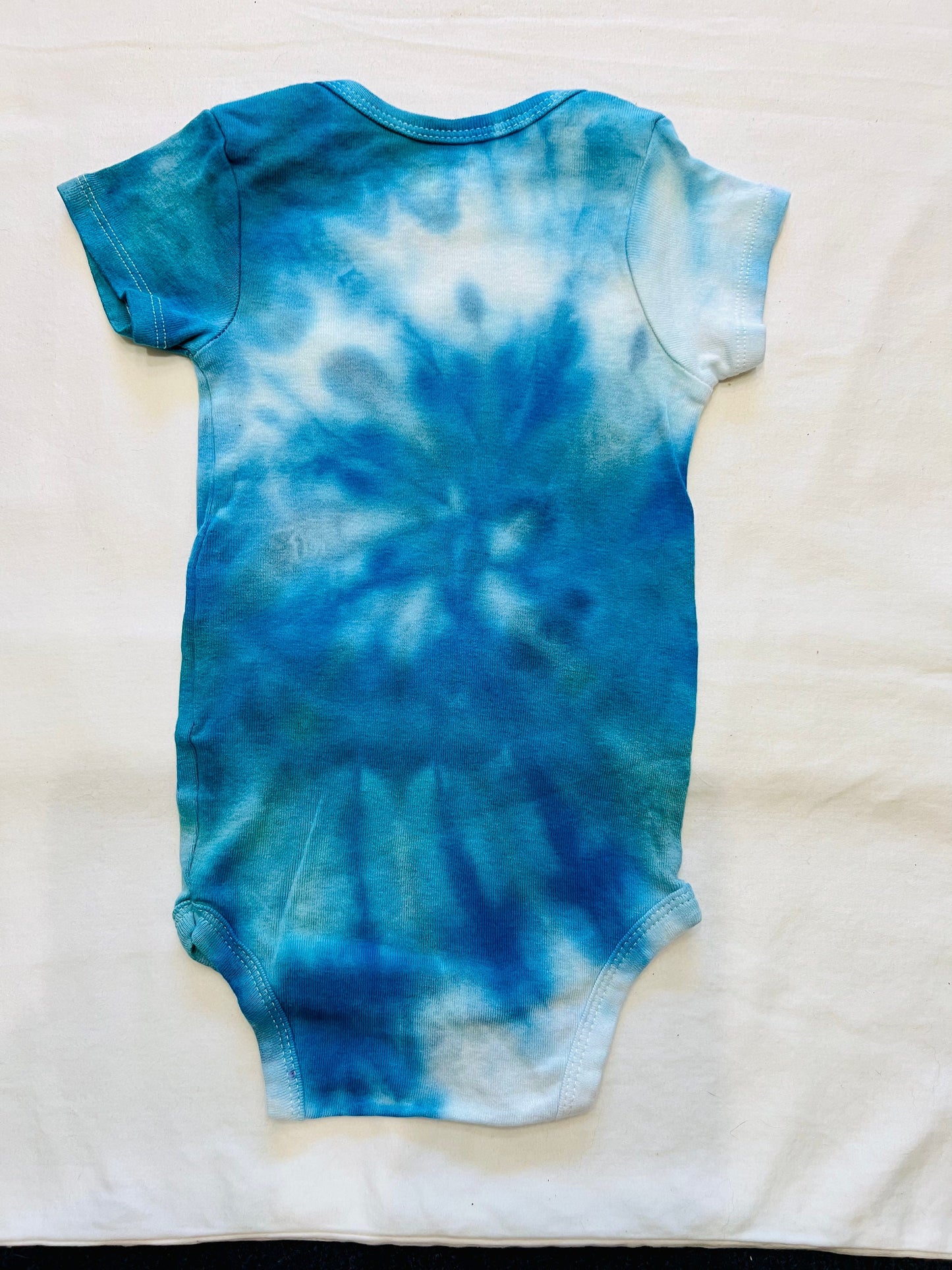 Blue spiral organic cotton ice dyed onesie Baby- 12 months