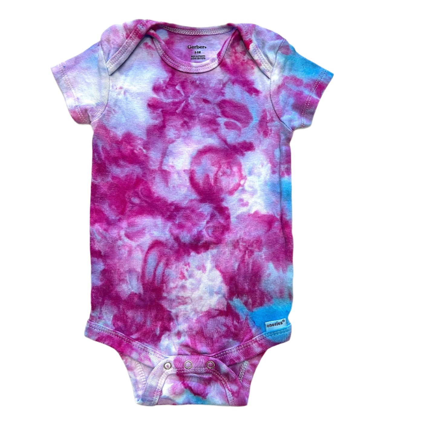 Pink and blue organic cotton ice dyed onesie- 6-9 months