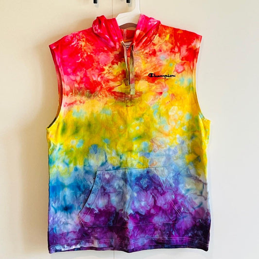 Pride rainbow sleeveless hoodie- unisex large