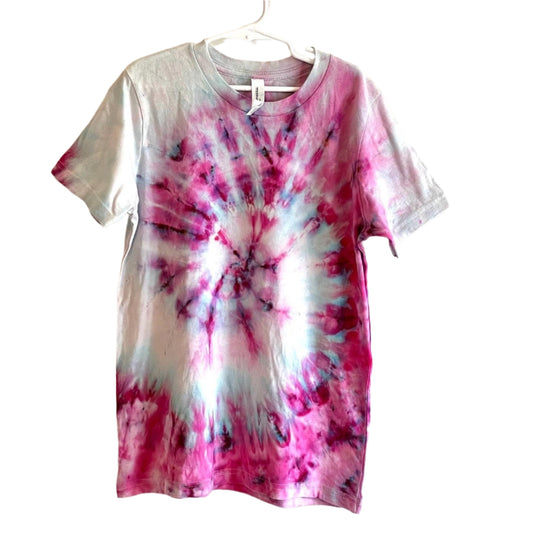 Pink and blue spiral tie dye  kids unisex l 14-16