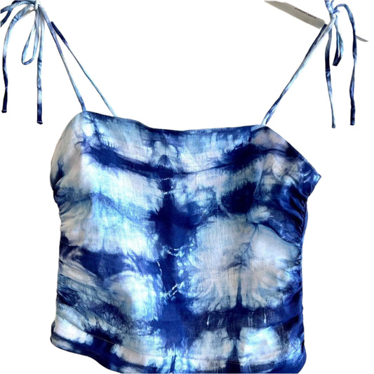 Shibori dyed draped camisole linen top.