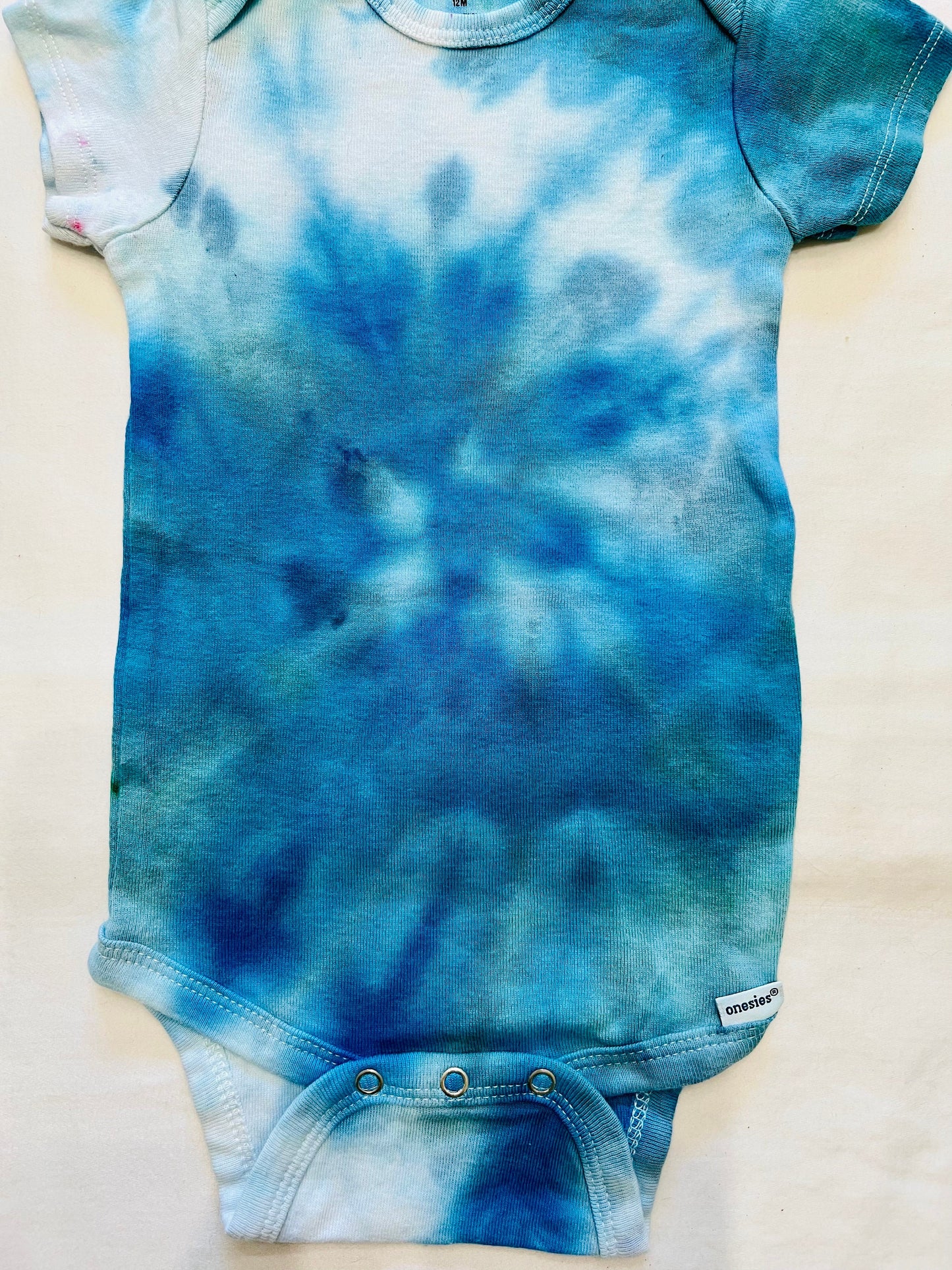 Blue spiral organic cotton ice dyed onesie Baby- 12 months