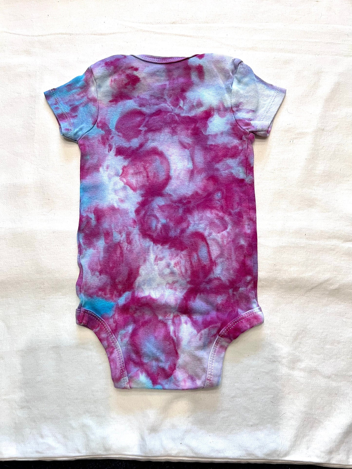 Pink and blue organic cotton ice dyed onesie- 6-9 months