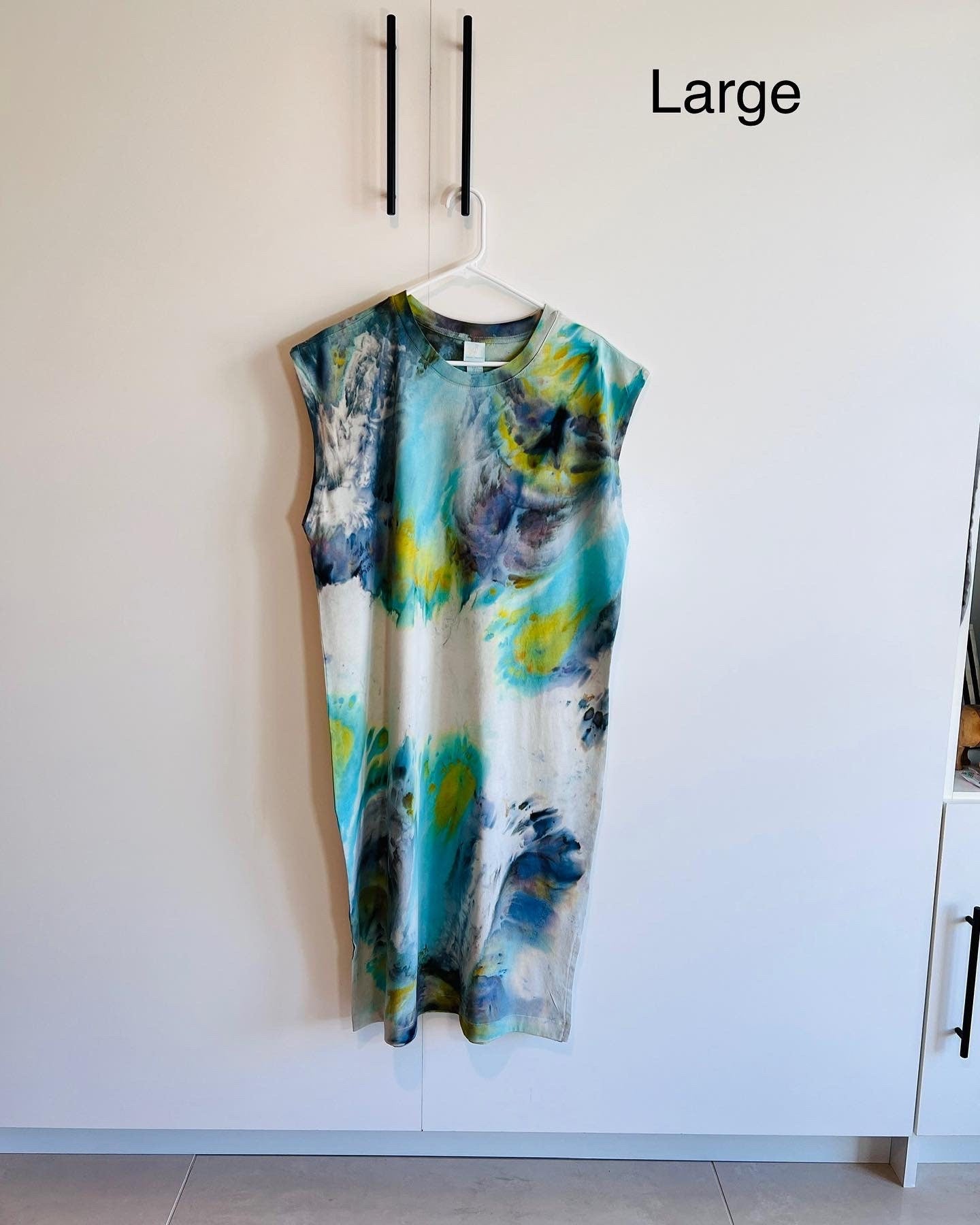 Reimagined peacock ice dyed dress- Large