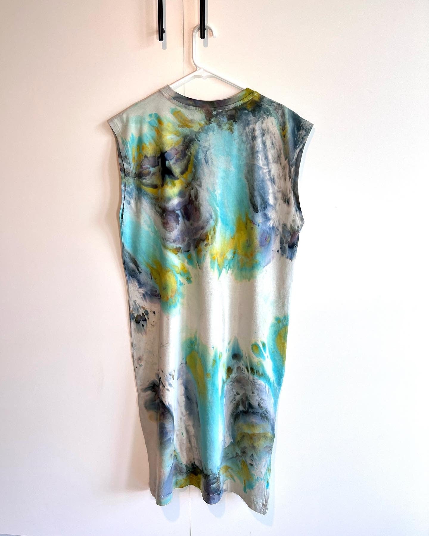 Reimagined peacock ice dyed dress- Large