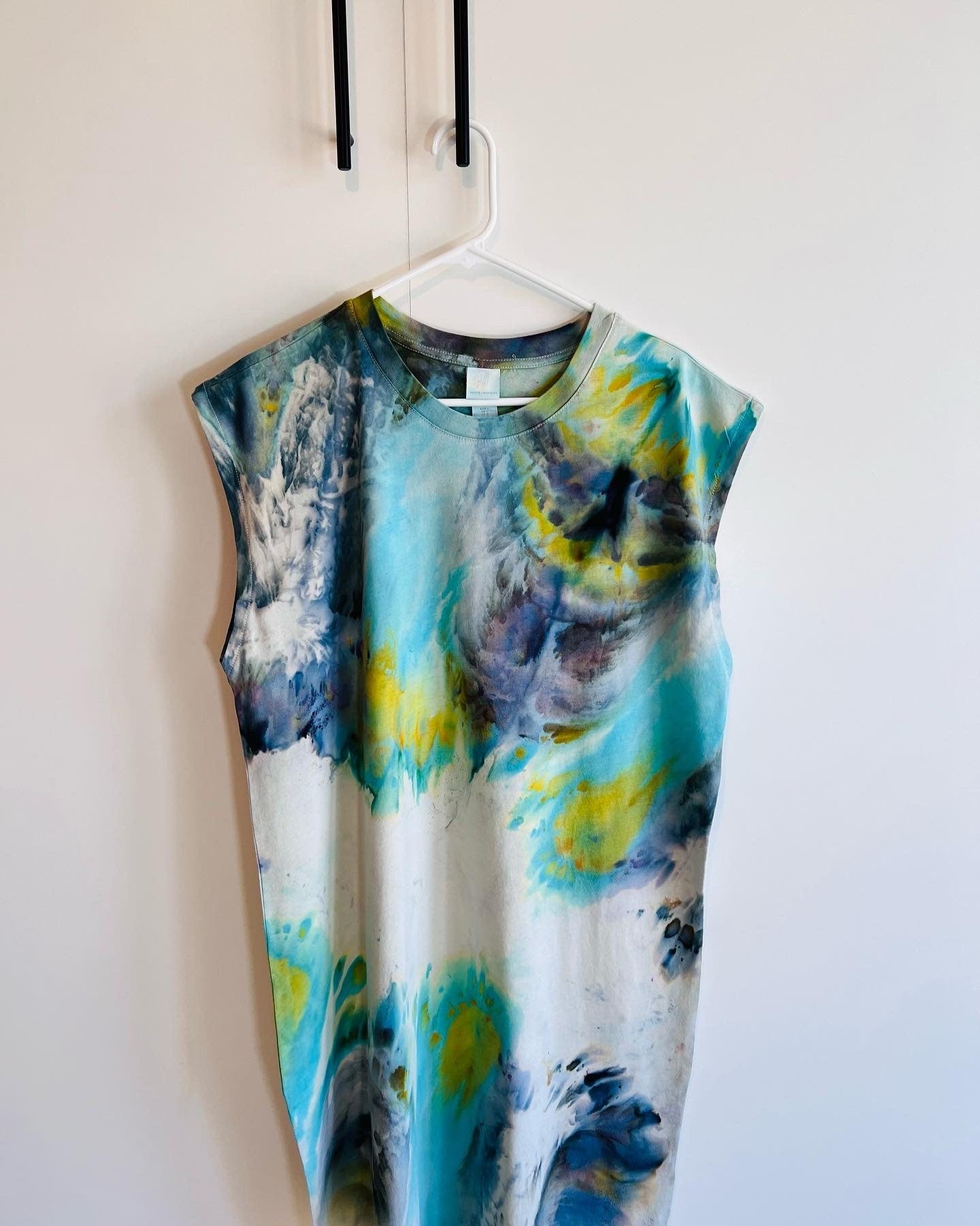 Reimagined peacock ice dyed dress- Large