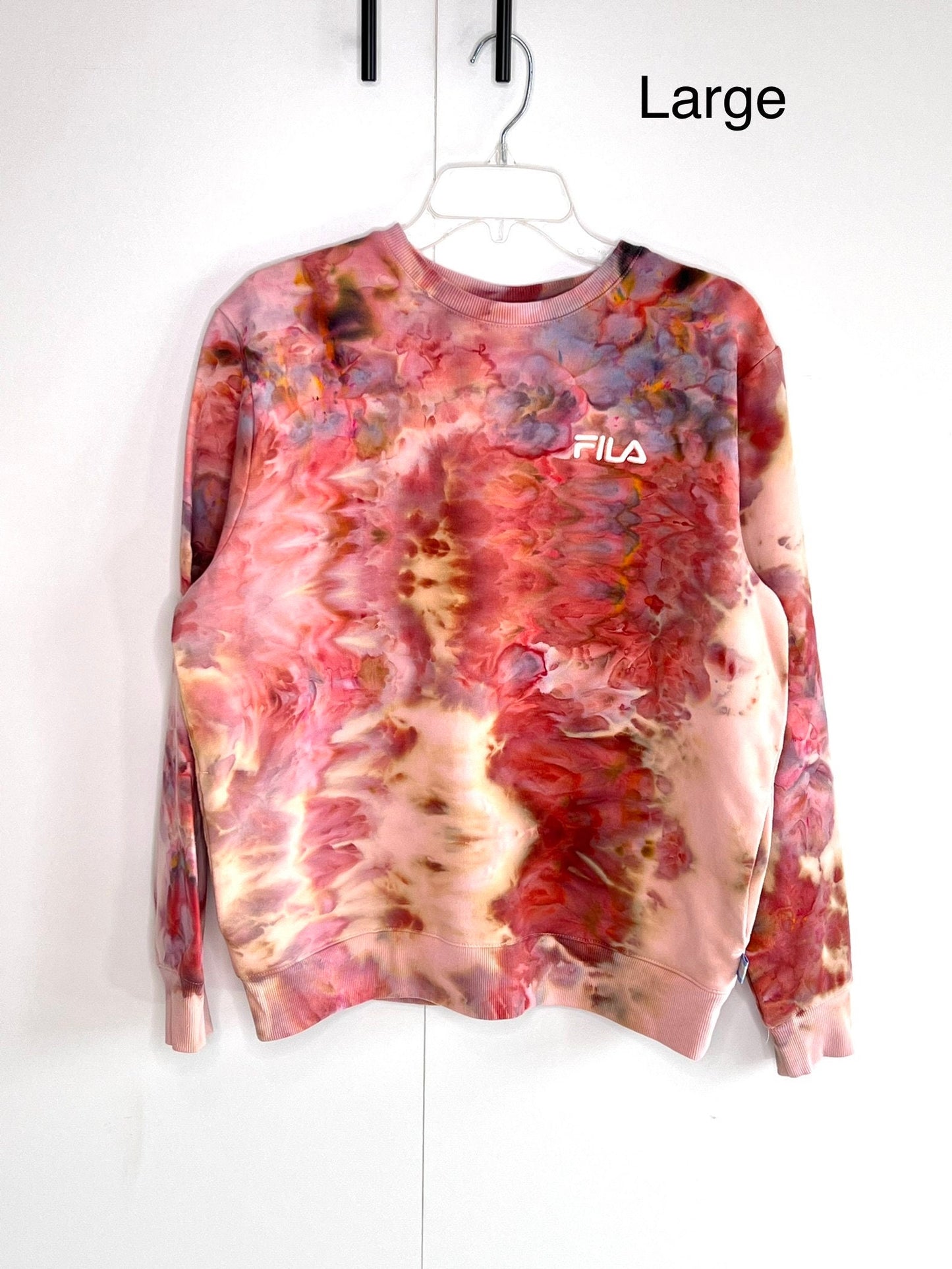 Orange and brown ice dyed sweatshirt with pockets xl/large