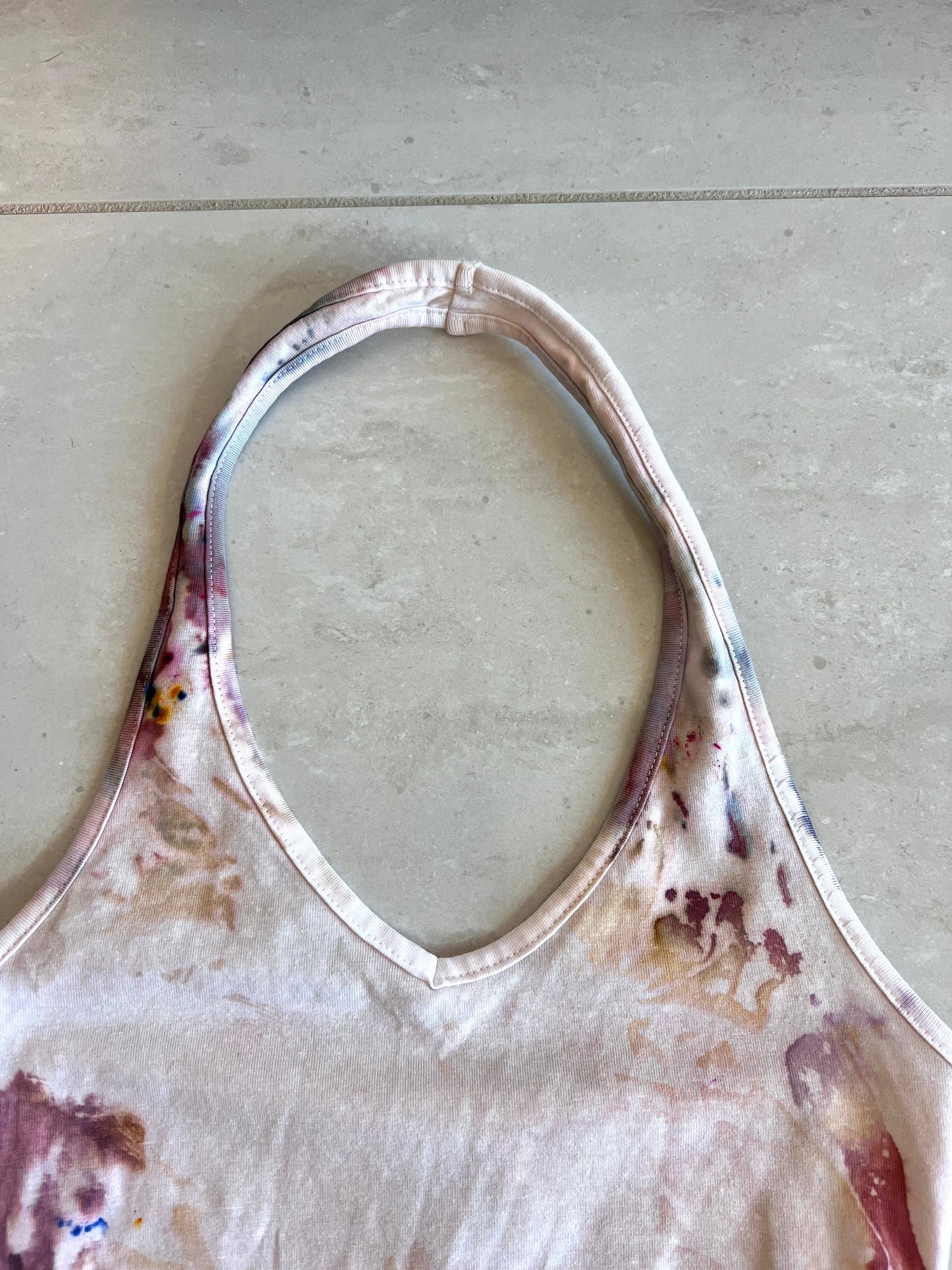 Rose ice dyed haltered v- neck top- xs