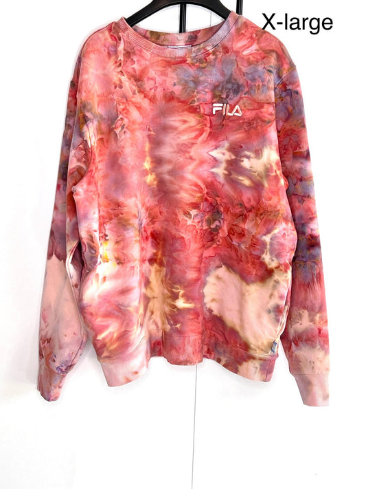 Orange and brown ice dyed sweatshirt with pockets xl/large