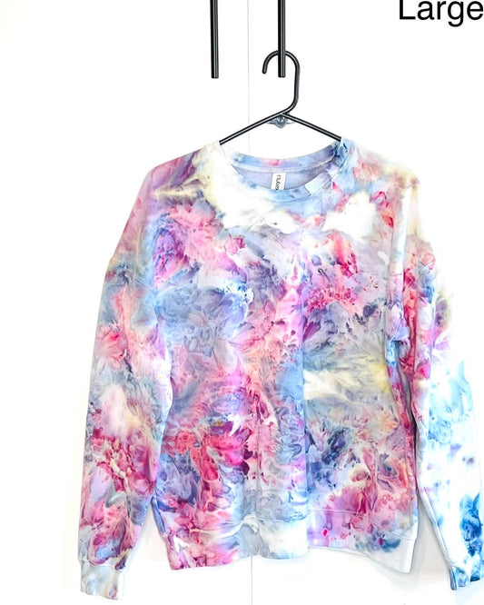 Pink and blue ice dyed unisex sweatshirt- LARGE