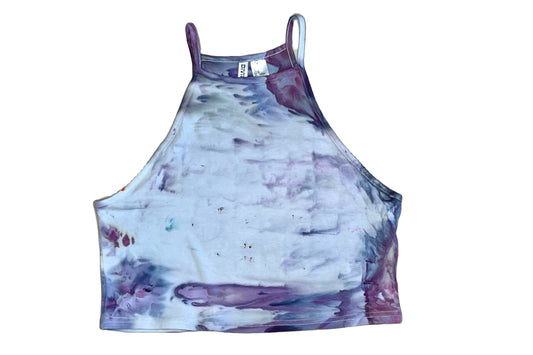 Tcu purple ice dyed halter crop top- LARGE