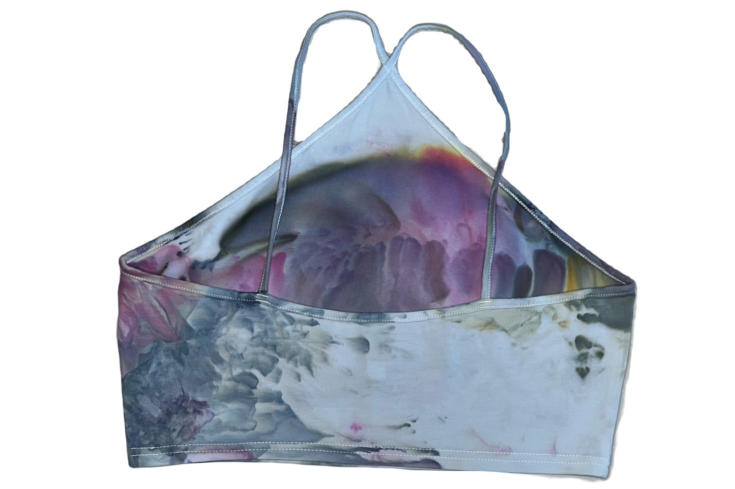 Pink and gray ice dyed halter neck crop top- LARGE