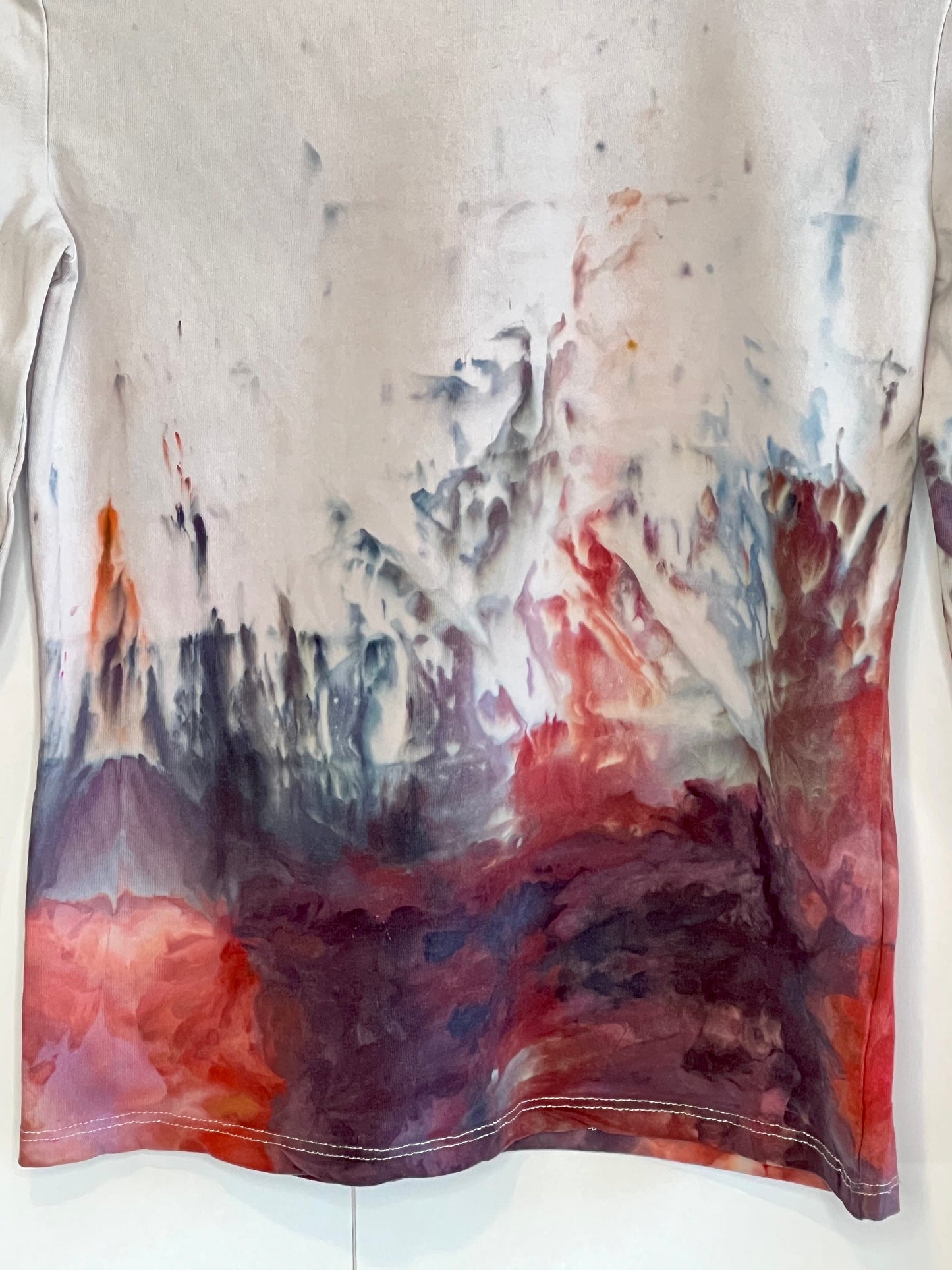 Red and blue flames ice dyed long sleeve shirt- MEDIUM