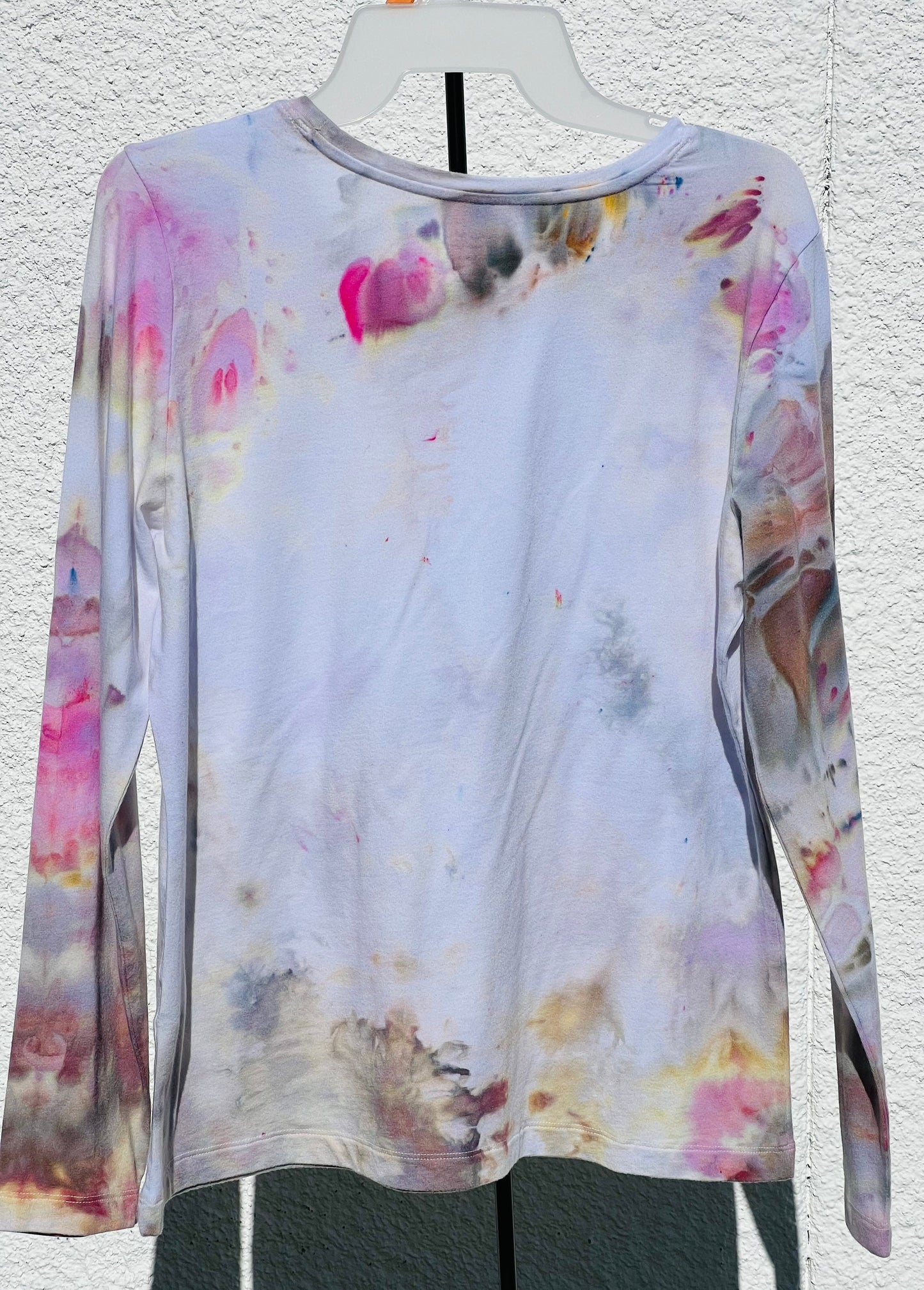 Pink and gray ice dyed long sleeve shirt-large